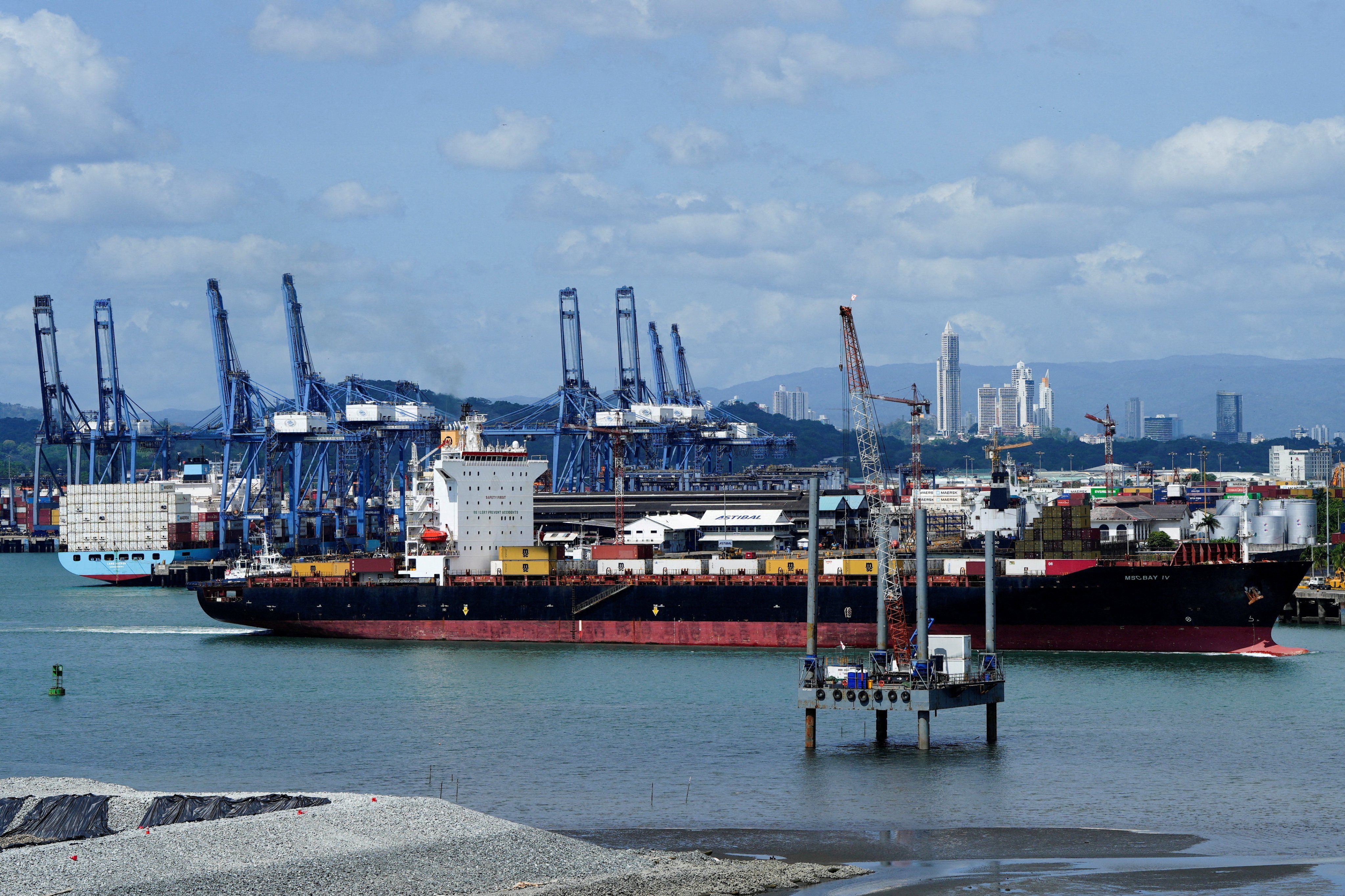 A ship sails near the Balboa Port operated by CK Hutchison Holdings in Panama City. Photo: Reuters