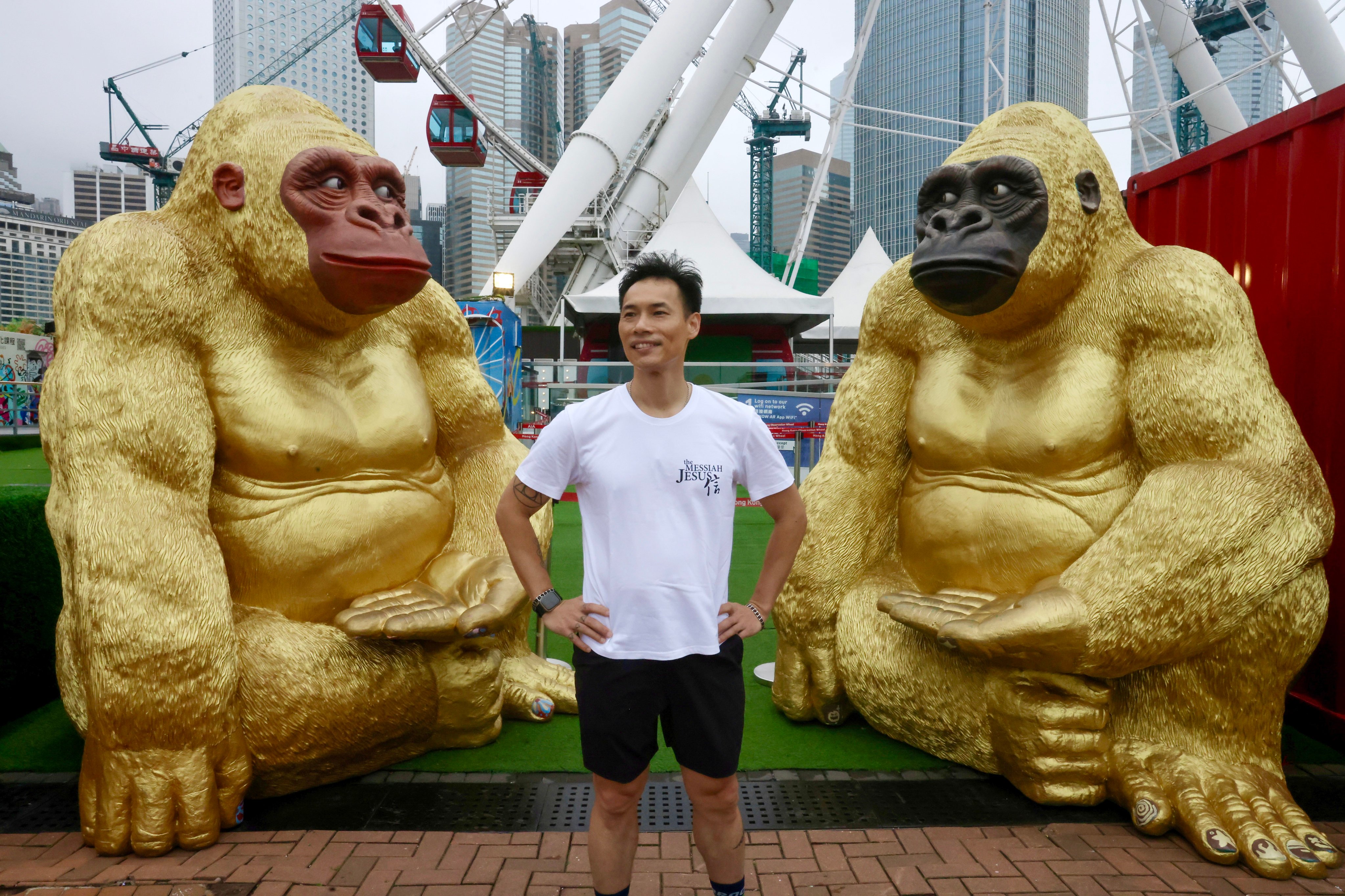 Hong Kong ultrarunner Wong Chun-kiu poses on the Central Harbourfront before leading an AIA Vitality Hub running class on April 26, 2025. Wong has  completed ultratrail races around the world, including in New Zealand, the United States, Singapore, Hong Kong, Taiwan and Beijing. Photo: Jonathan Wong