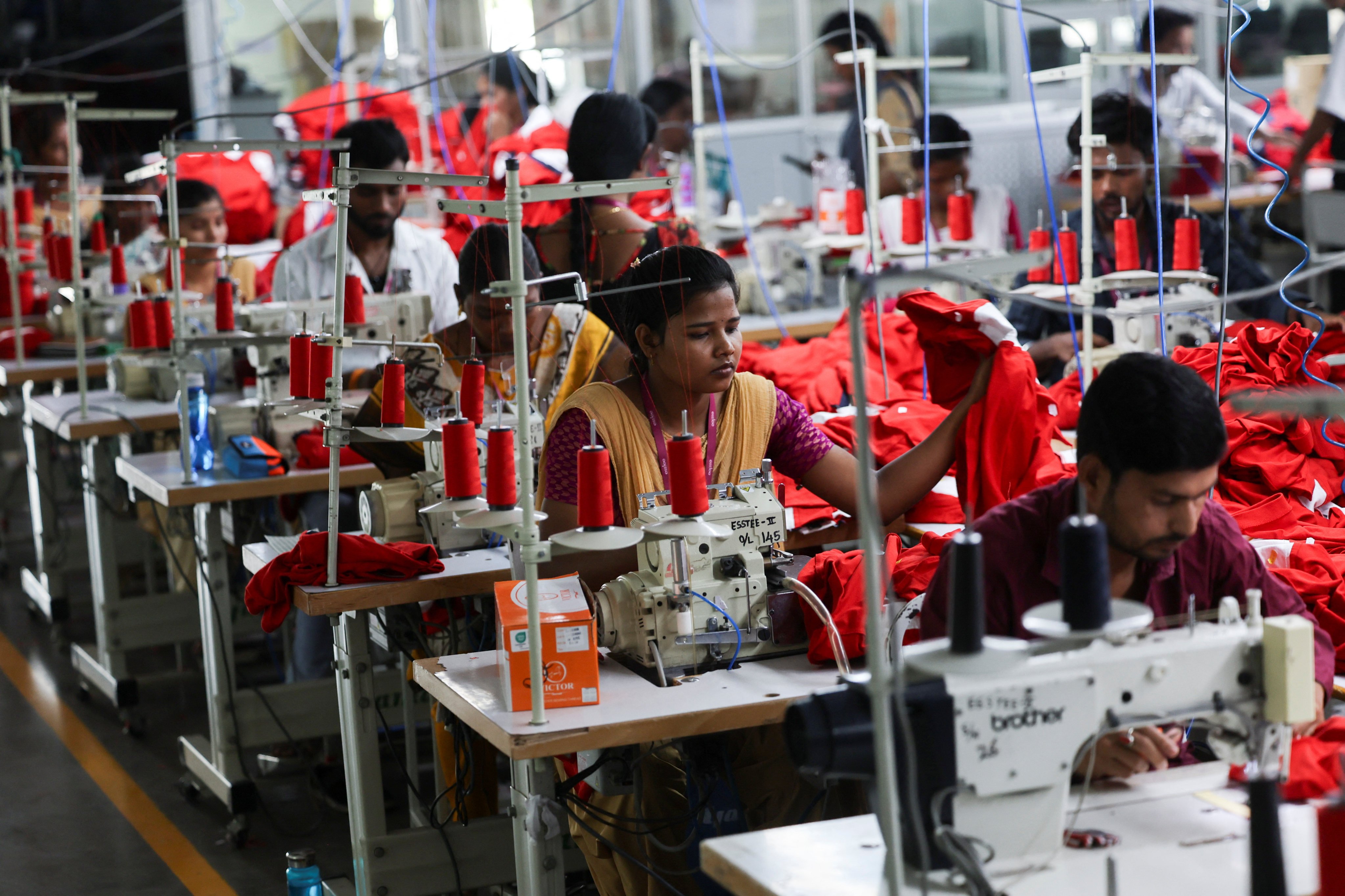 People work at a garment factory in Tirupur, in the southern Indian state of Tamil Nadu, last month. Photo: Reuters