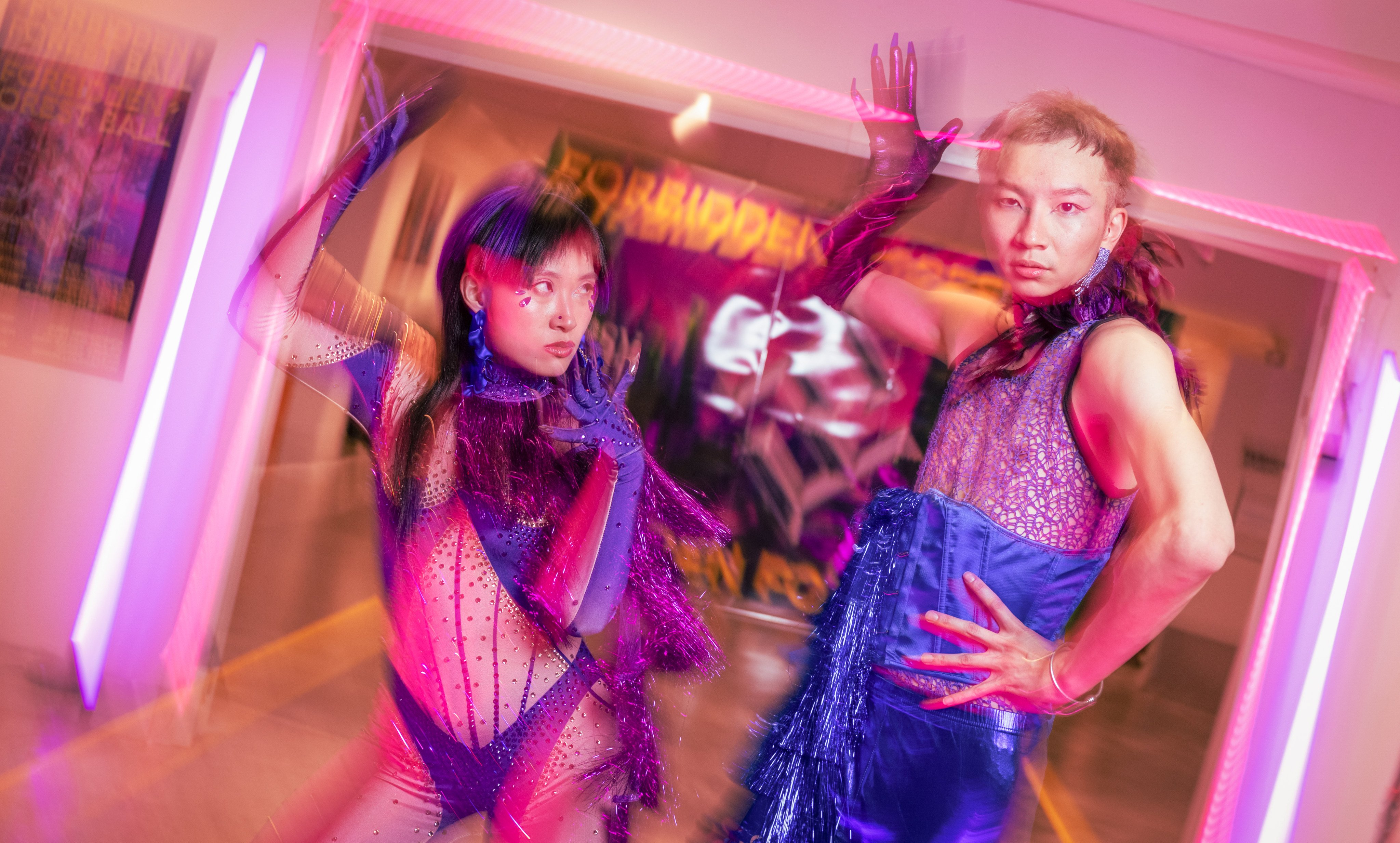 Mother Wan Sassy Savage (left) and Prince Kiki Sassy Savage of the Kiki House of Sassy Savage, at the Forbidden Forest Ball in Kennedy Town last month. Photo: Eugene Chan