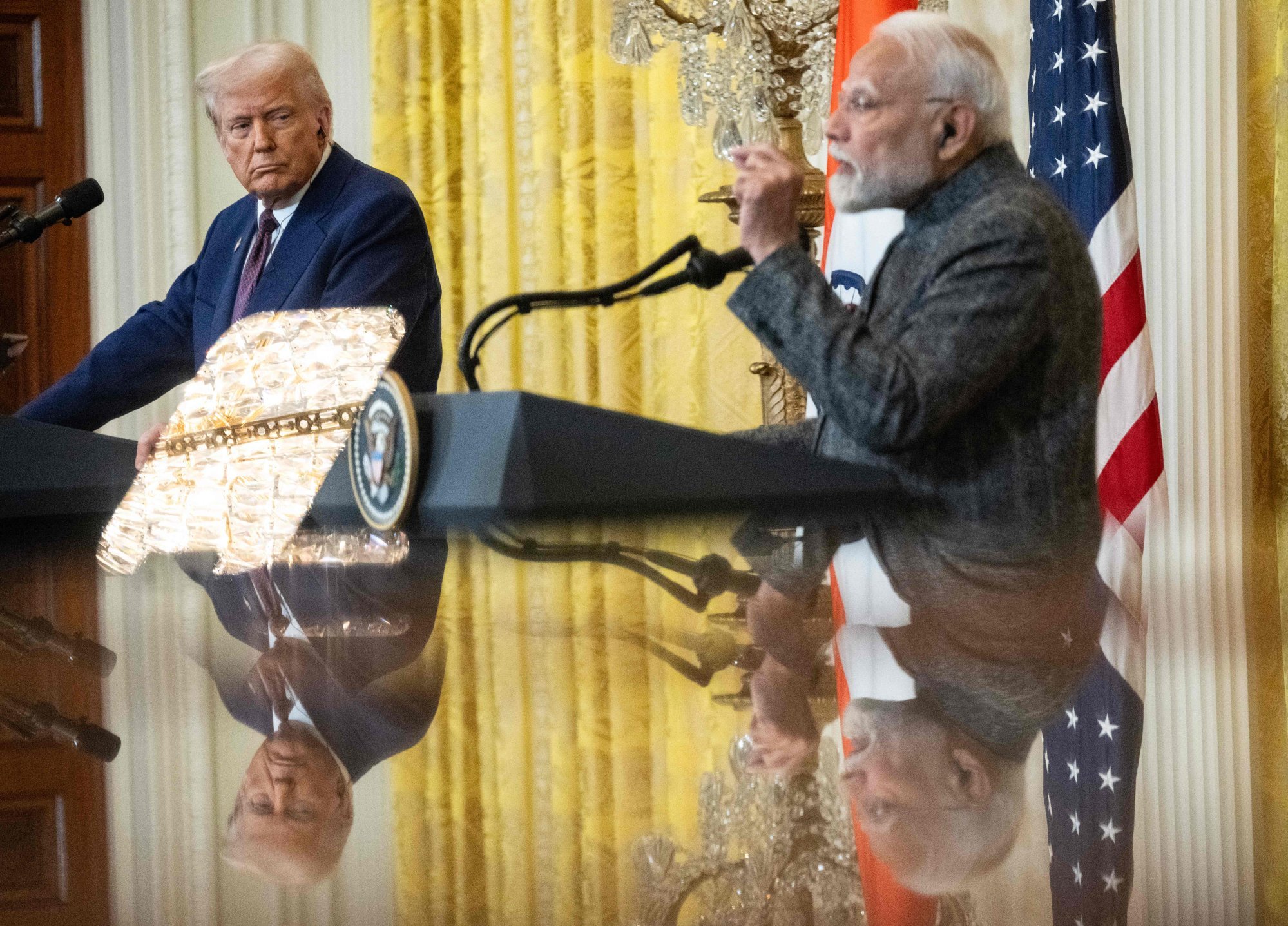 US President Donald Trump and Indian PM Narendra Modi in Washington in February. Photo: AFP US President Donald Trump and Indian PM Narendra Modi in Washington in February. Photo: AFP