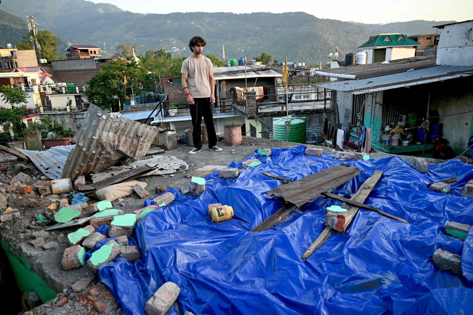 A damaged home in Kashmir’s Poonch after a Pakistani missile attack on Wednesday. Photo: AFP A damaged home in Kashmir’s Poonch after a Pakistani missile attack on Wednesday. Photo: AFP