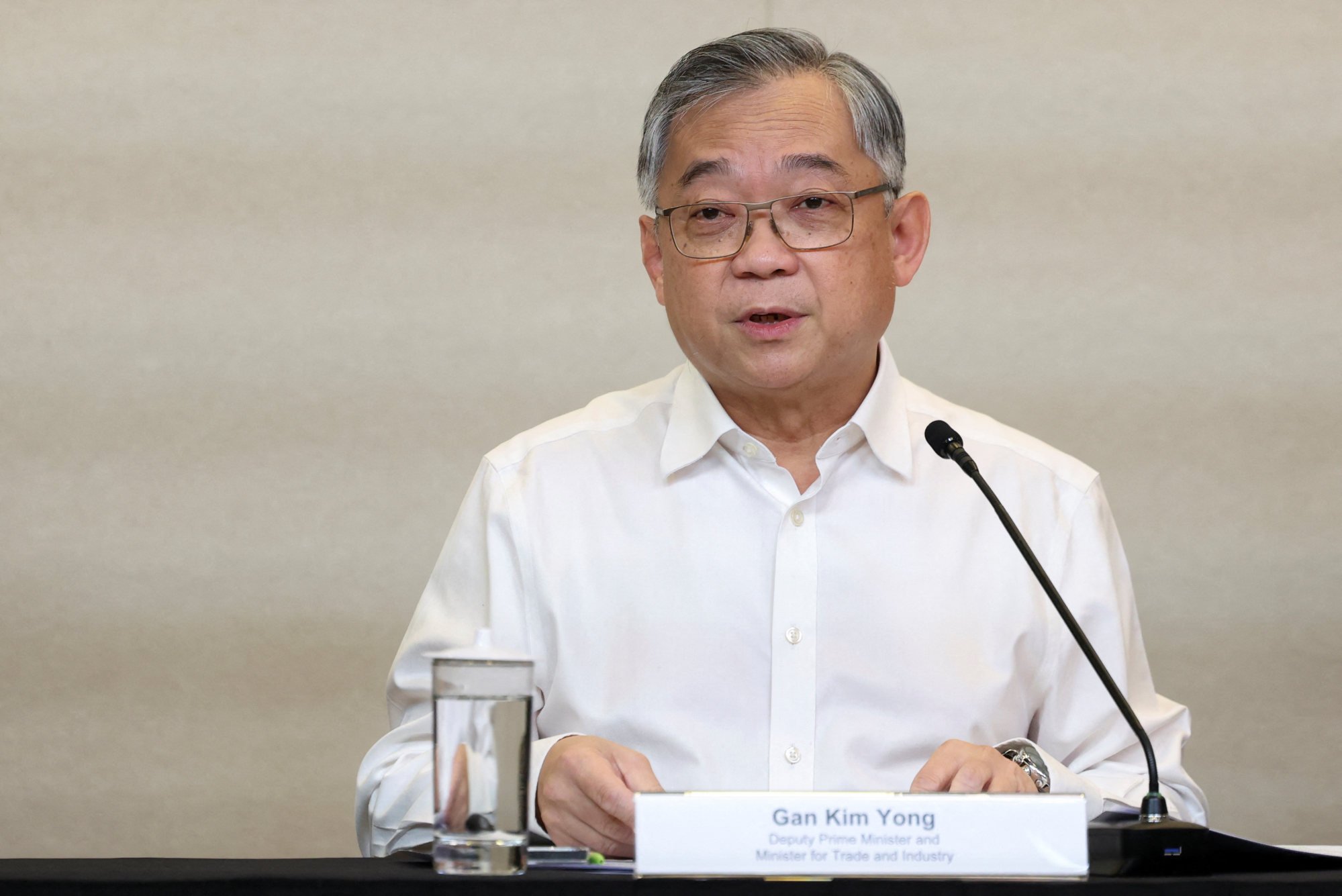 Singapore’s Deputy Prime Minister Gan Kim Yong talks about US tariffs in Singapore on Friday. Photo: Reuters Singapore’s Deputy Prime Minister Gan Kim Yong talks about US tariffs in Singapore on Friday. Photo: Reuters