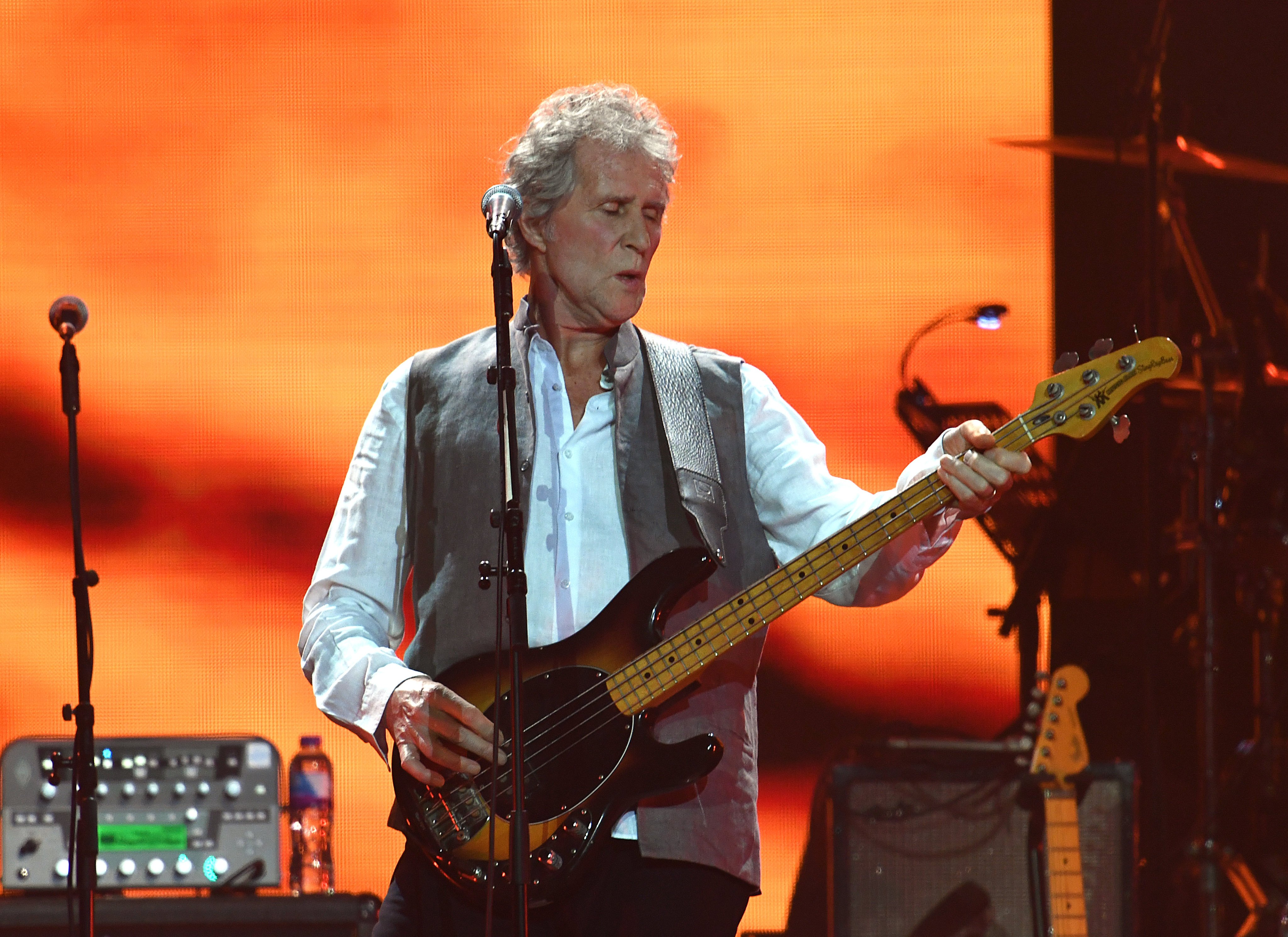 Dire Sraits’ John Illsley performs at The O2 Arena in London in 2020. Looking back at the making of the band’s hit 1985 album Brothers in Arms, he says: “I think it surpassed anything that we possibly could have imagined.” Photo: Gareth Cattermole/Getty Images