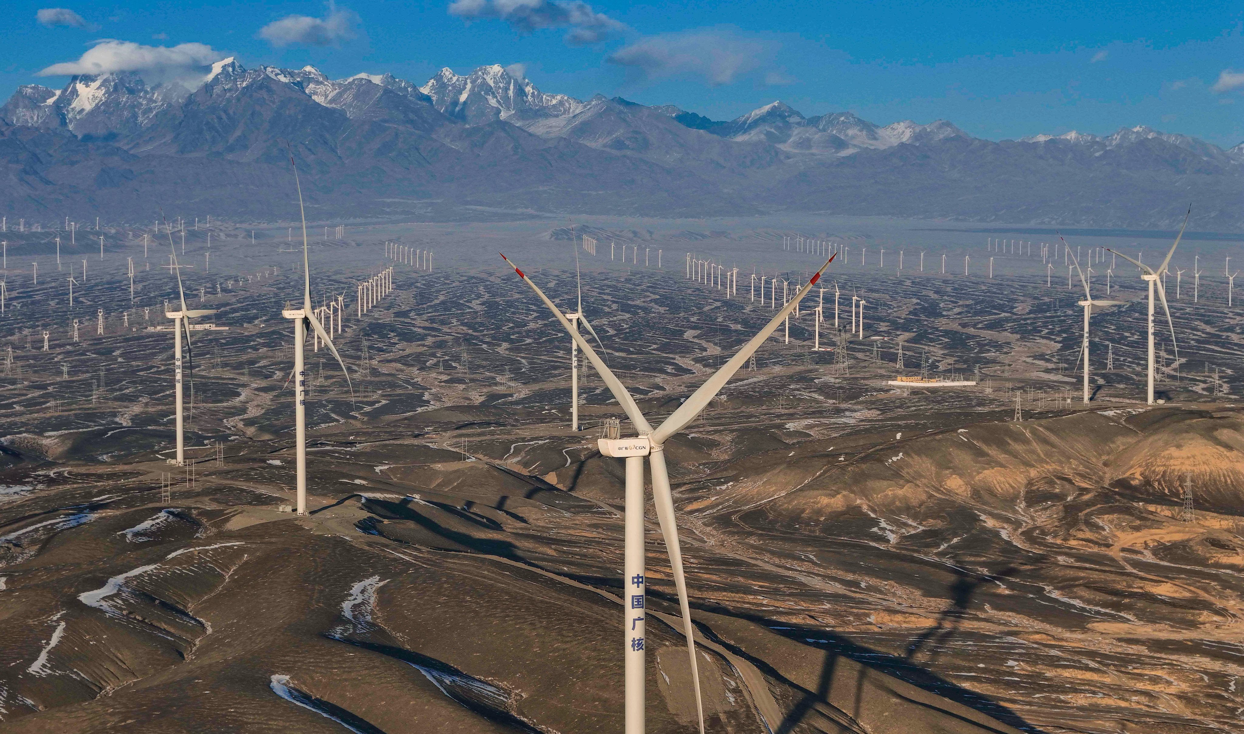 Wind turbines stretch into the distance in Dabancheng, China’s “wind valley”, in Xinjiang on January 17. Photo: Xinhua