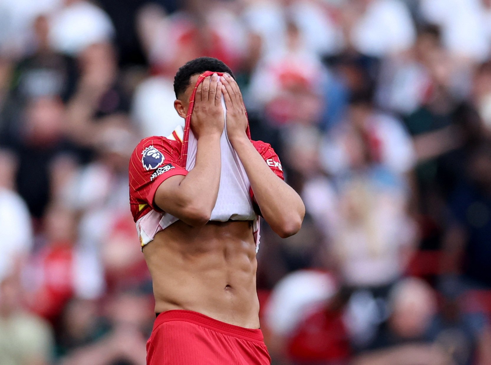 Trent Alexander-Arnold could play his last Liverpool match at Anfield on Sunday, after being booed on his previous appearance there. Photo: Reuters