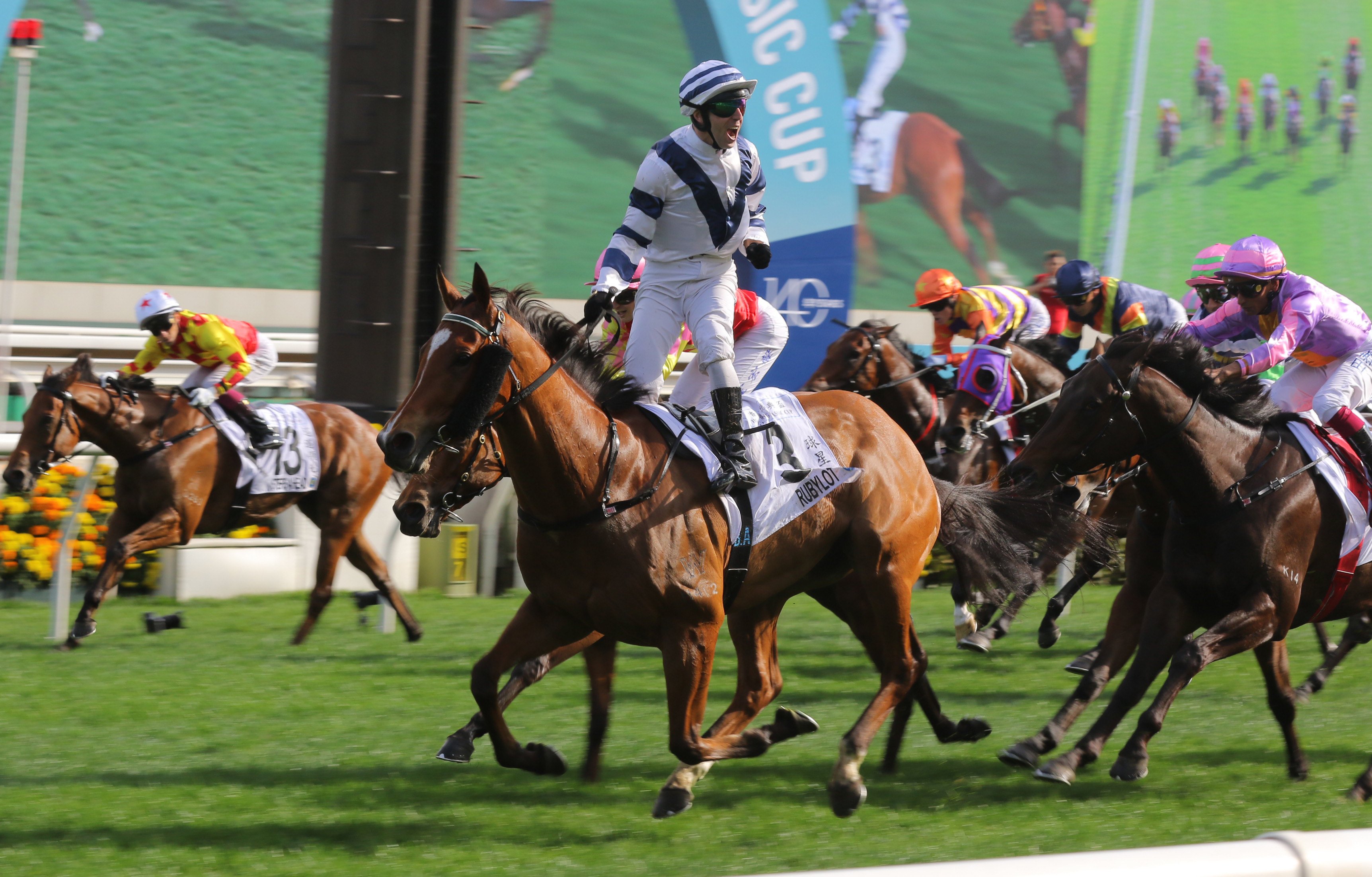 Rubylot wins the Classic Cup (1,800m) under Brenton Avdulla. Photo: Kenneth Chan
