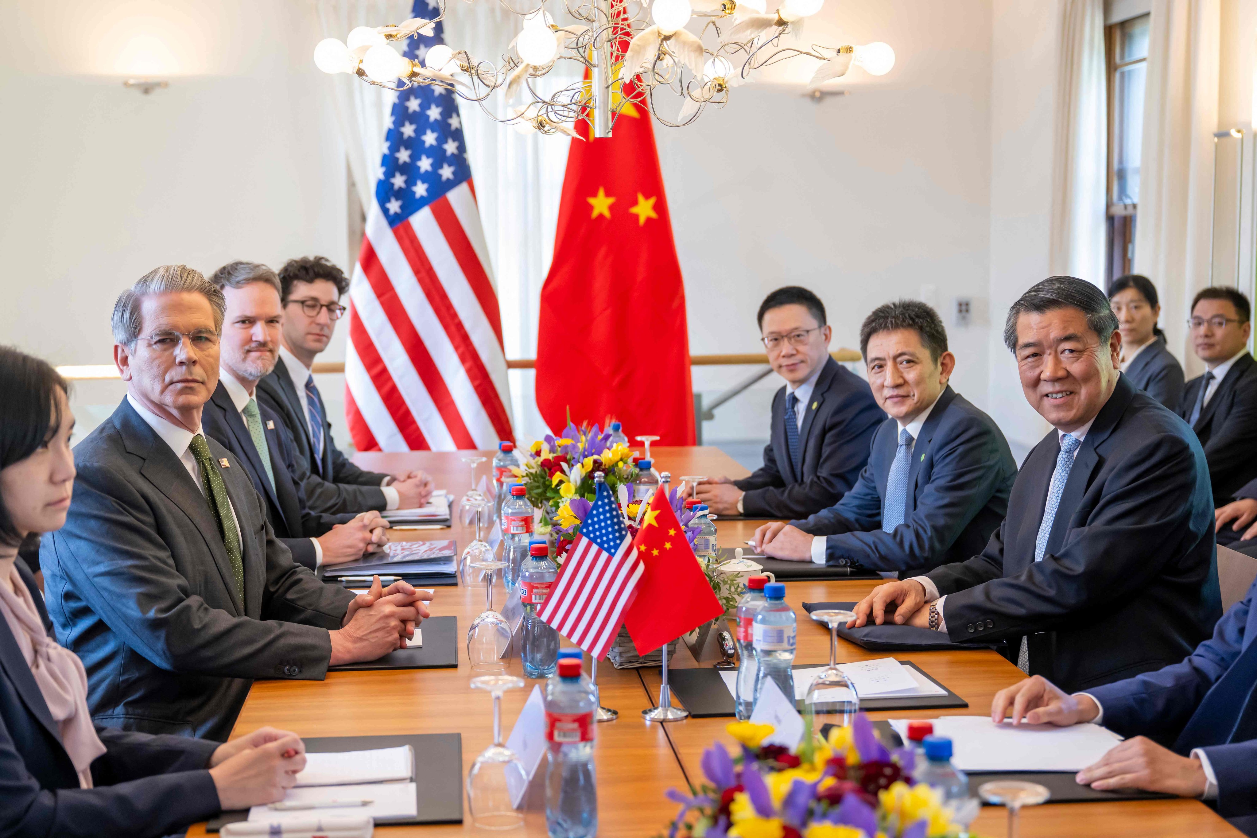 Senior US and Chinese officials meet in Geneva on May 11. They agreed to a trade deal slashing most tariffs that came into effect on May 14. Photo: AFP