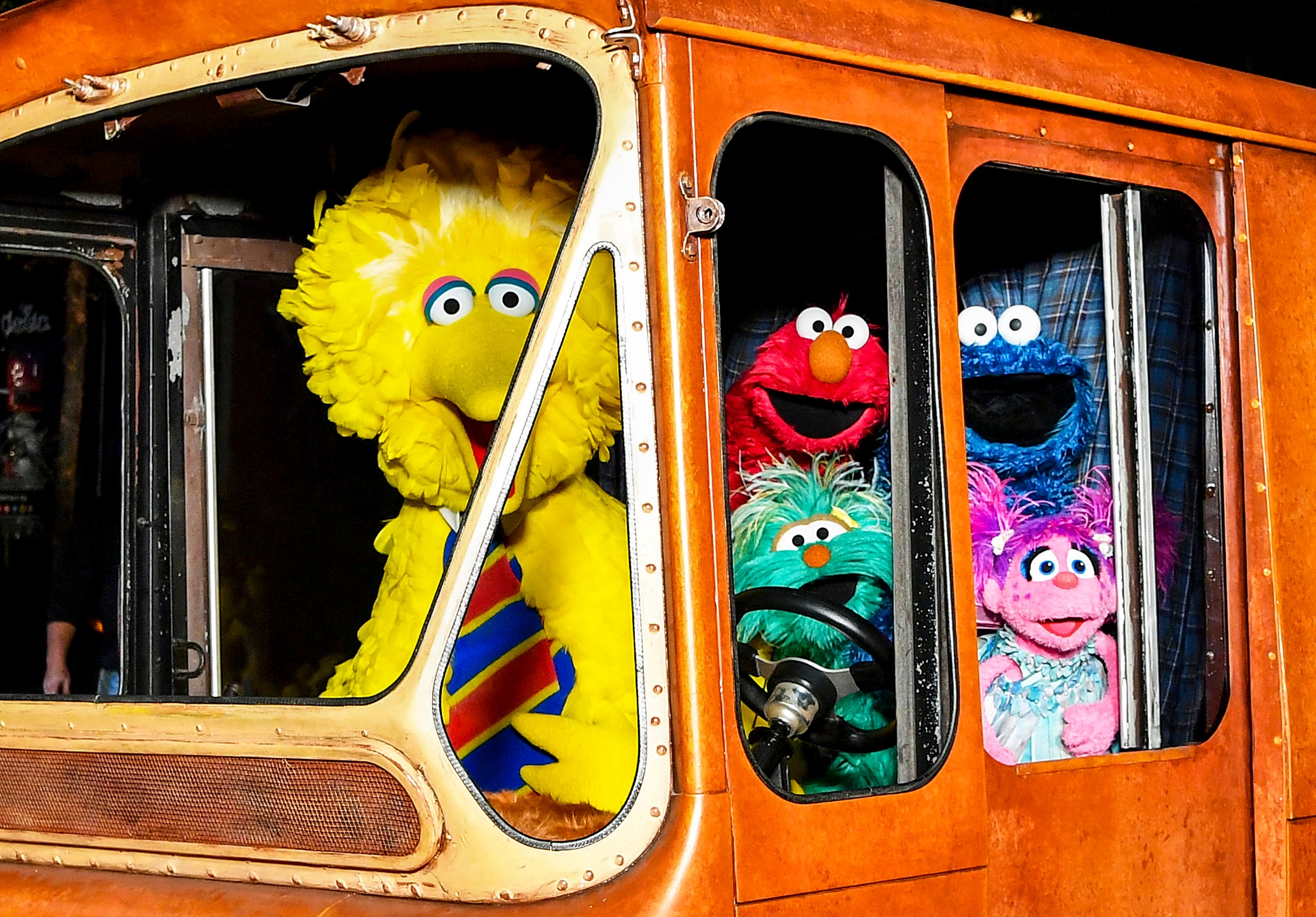 Sesame Street Characters (from left) Big Bird, Elmo, Cookie Monster, and Abby Cadabby attend HBO Premiere of Sesame Street’s The Magical Wand Chase in November 2017 in New York City. Photo: AFP