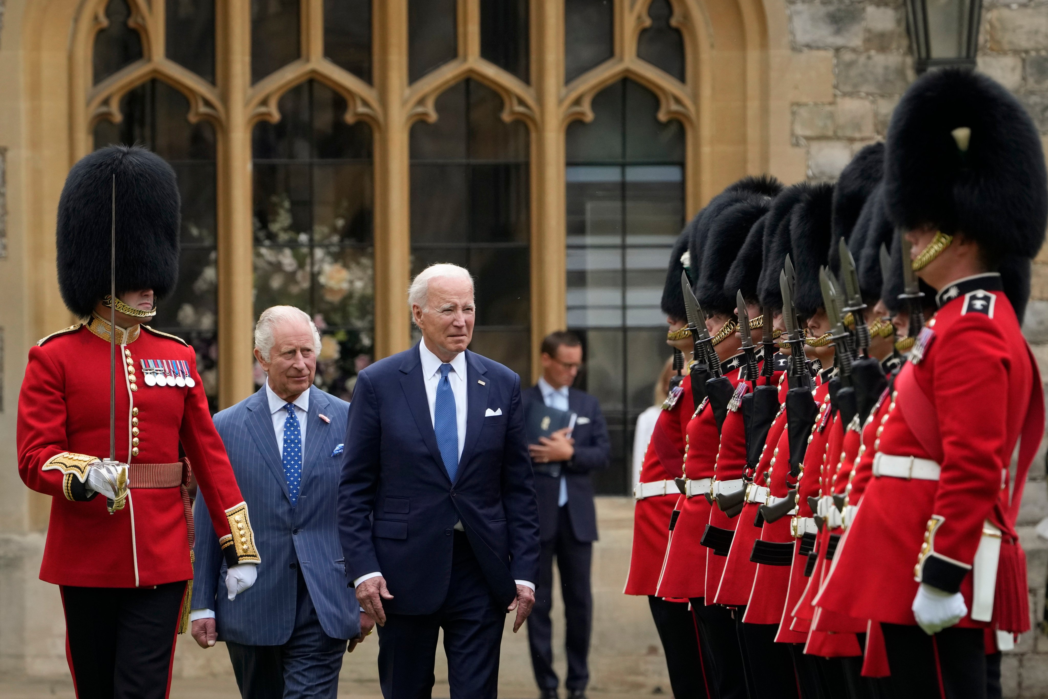 Joe Biden with Britain’s King Charles at Windsor Castle in England, UK in July 2023. The British monarch on Monday sent message of support to Biden following former US president’s cancer diagnosis. Photo: AP