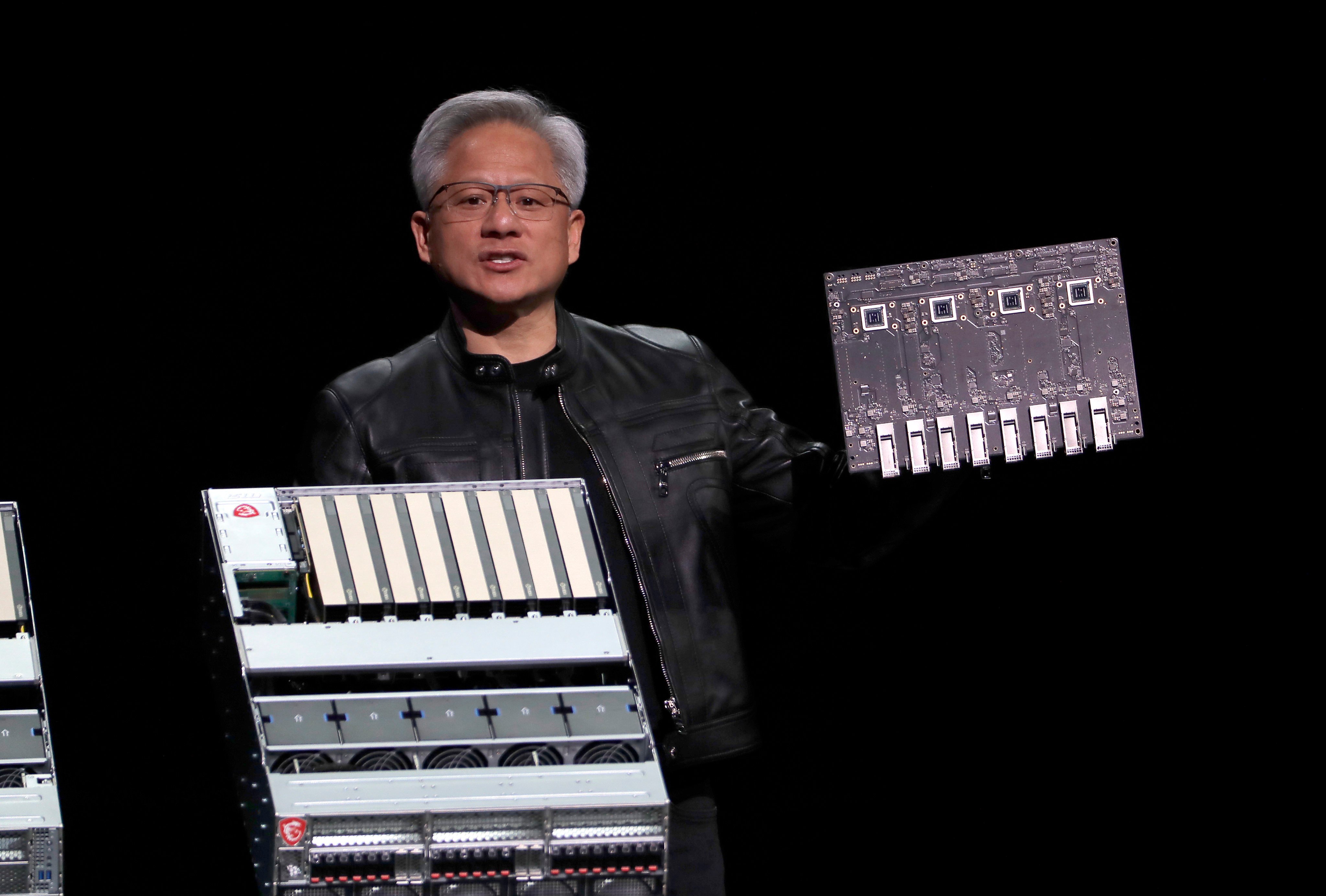 Nvidia CEO Jensen Huang delivers a speech during the Computex 2025 exhibition in Taipei, Taiwan, May 19, 2025. Photo: AP