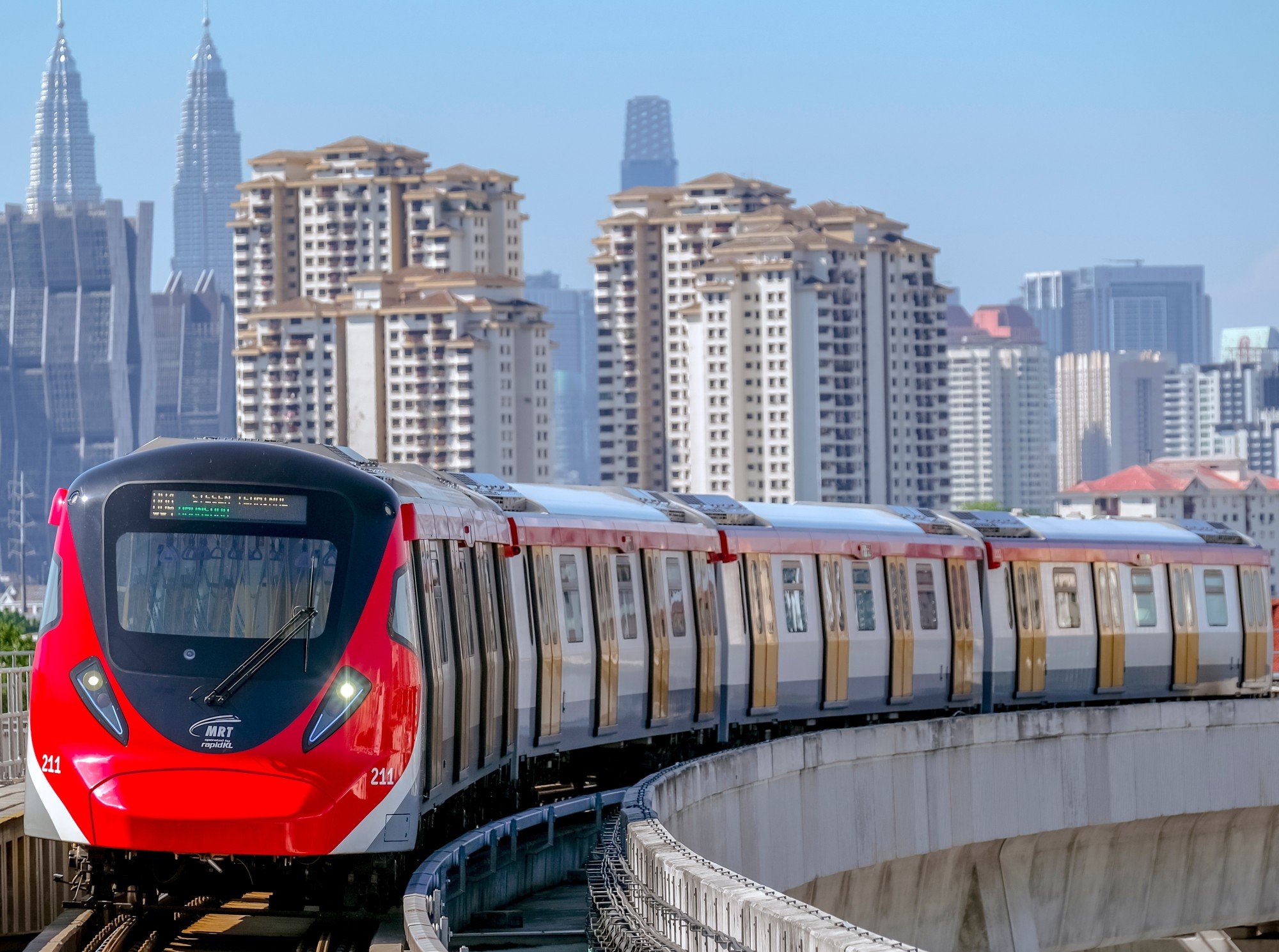 A mass rapid transit train in Kuala Lumpur. The city has five rapid transit lines. Photo: Shutterstock A mass rapid transit train in Kuala Lumpur. The city has five rapid transit lines. Photo: Shutterstock