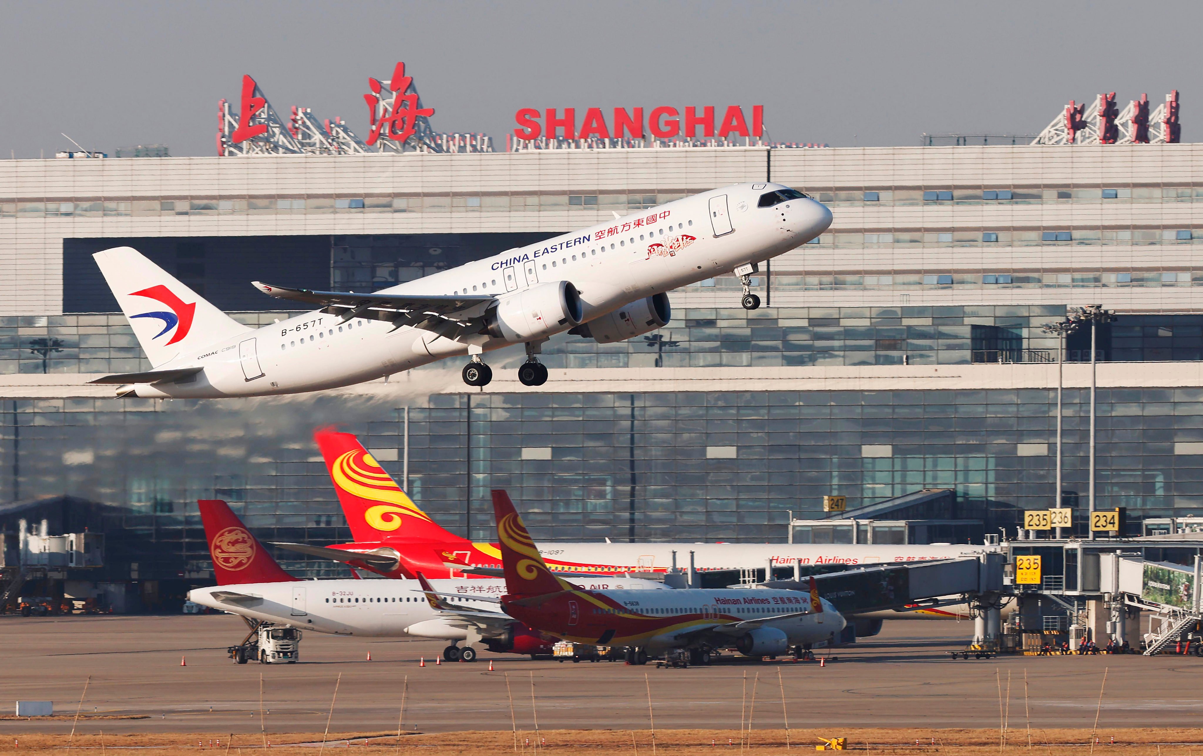 China’s home-grown C919 takes off from Shanghai. Photo: Xinhua