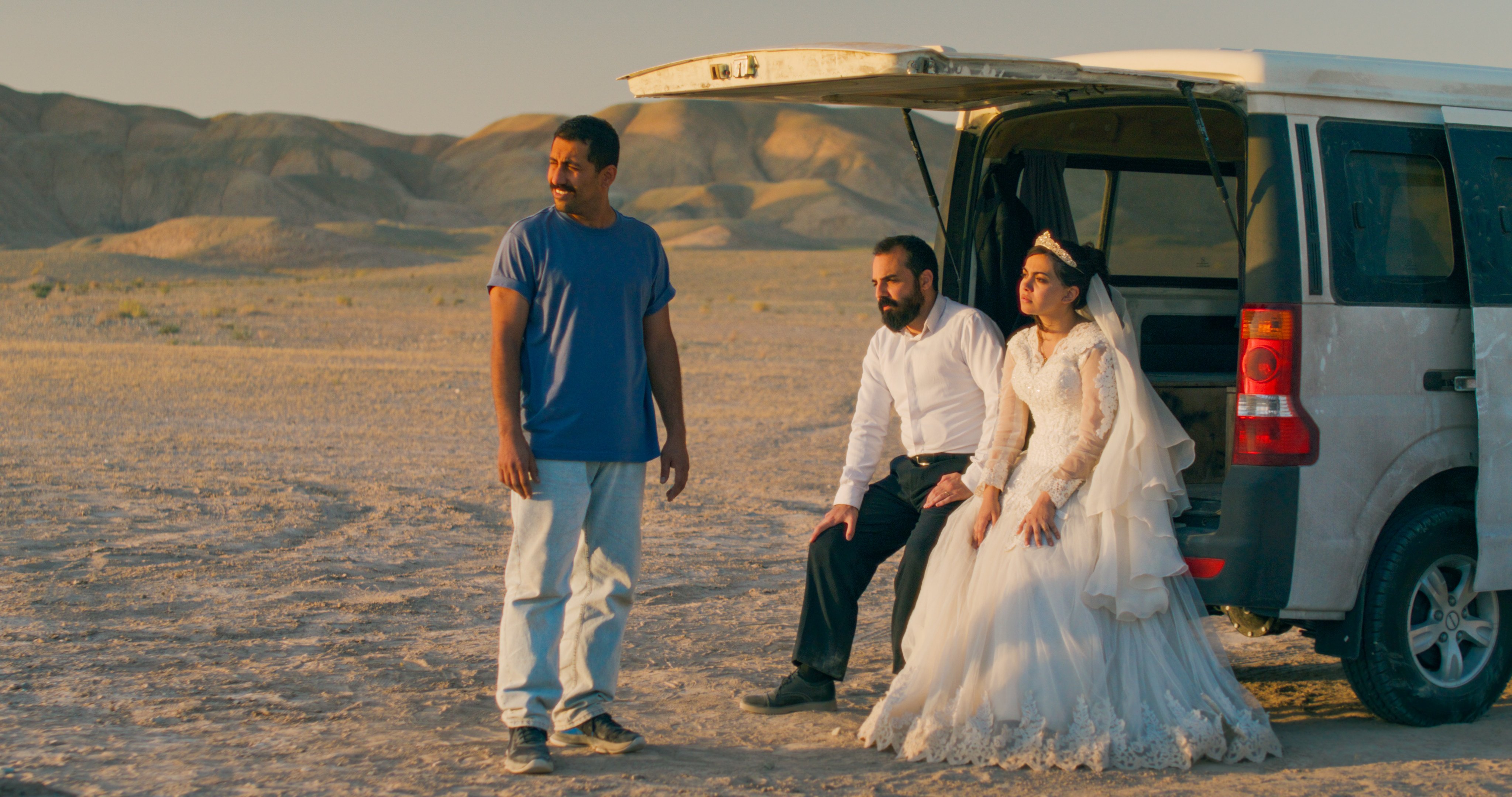 A still from It Was Just an Accident, a dark comedy by Iranian director Jafar Panahi starring ahid Mobasseri, Ebrahim Azizi, Mariam Afshari and Hadis Pakbaten. Photo: Handout