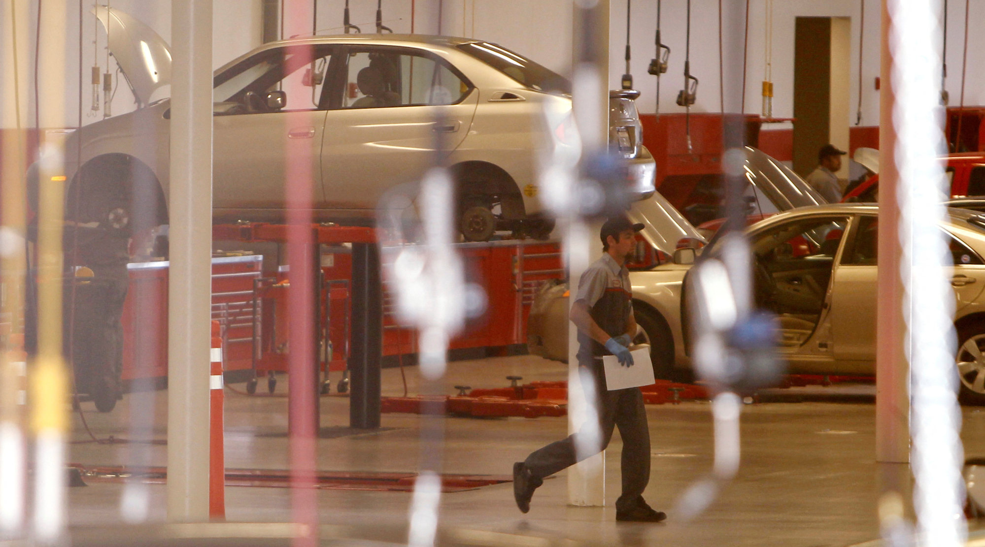Cars in the service bay of a Toyota showroom in El Cajon, California. Toyota has announced that it expects a drop of nearly 35 per cent in its 2025 profits due to tariff fears. Photo: Reuters Cars in the service bay of a Toyota showroom in El Cajon, California. Toyota has announced that it expects a drop of nearly 35 per cent in its 2025 profits due to tariff fears. Photo: Reuters