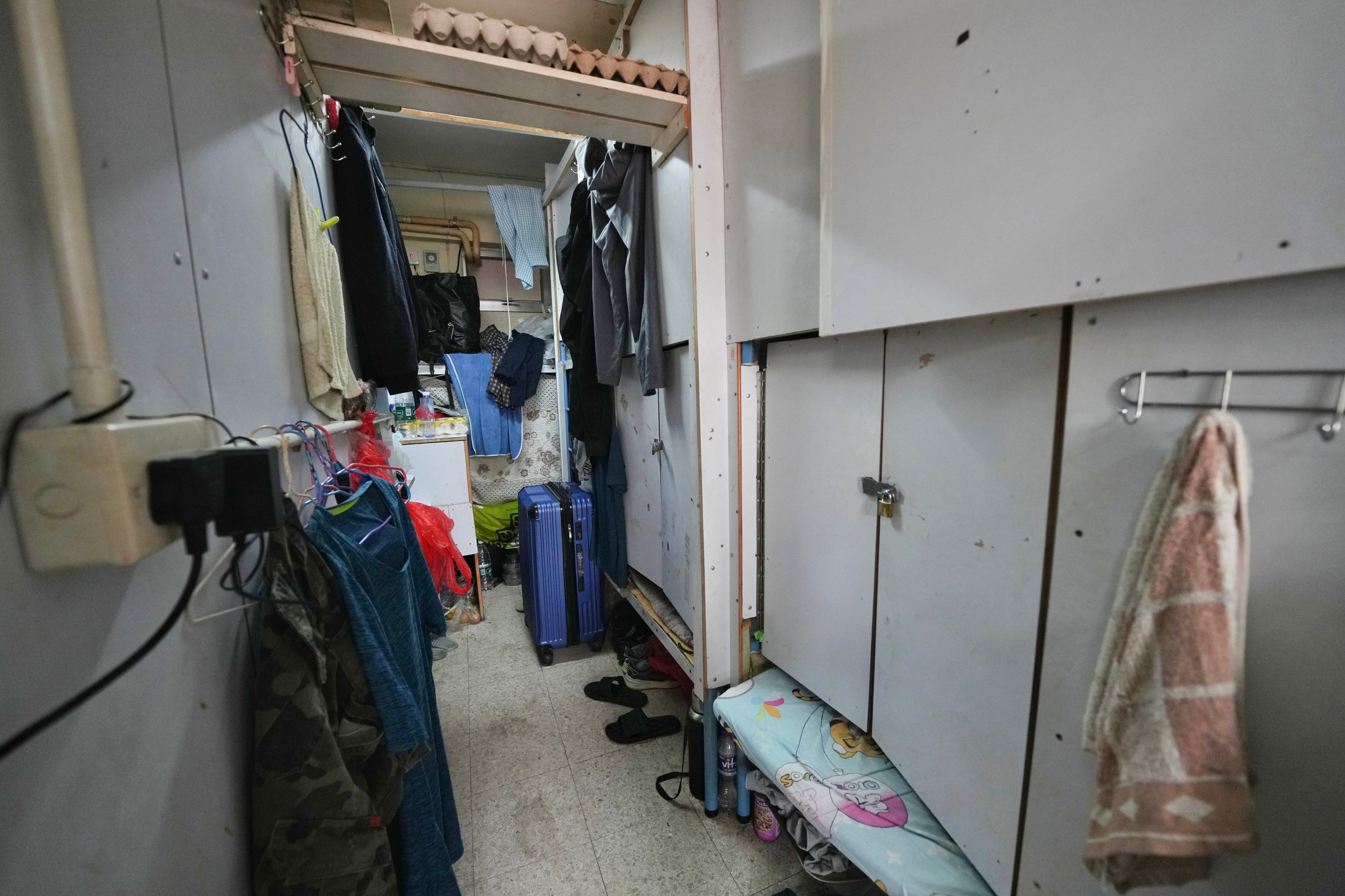A flat in Sham Shui Po, divided into more than 20 bunk bed spaces for rental, seen in 2024. Photo:  Elson Li