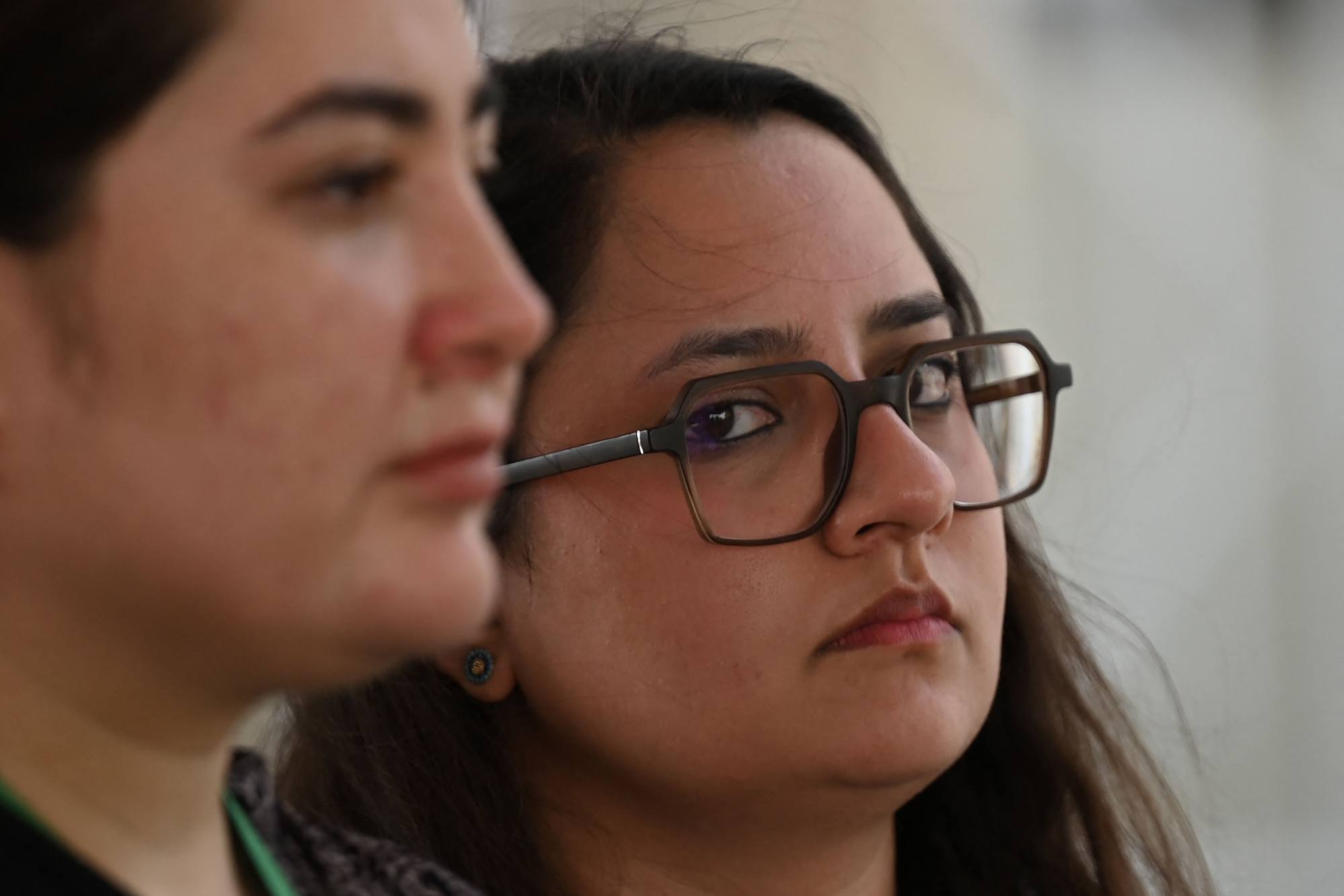 Shafaq Zaidi (right), a childhood friend of Noor Mukadam, leaves the Supreme Court after attending Tuesday’s hearing. Photo: AFP Shafaq Zaidi (right), a childhood friend of Noor Mukadam, leaves the Supreme Court after attending Tuesday’s hearing. Photo: AFP