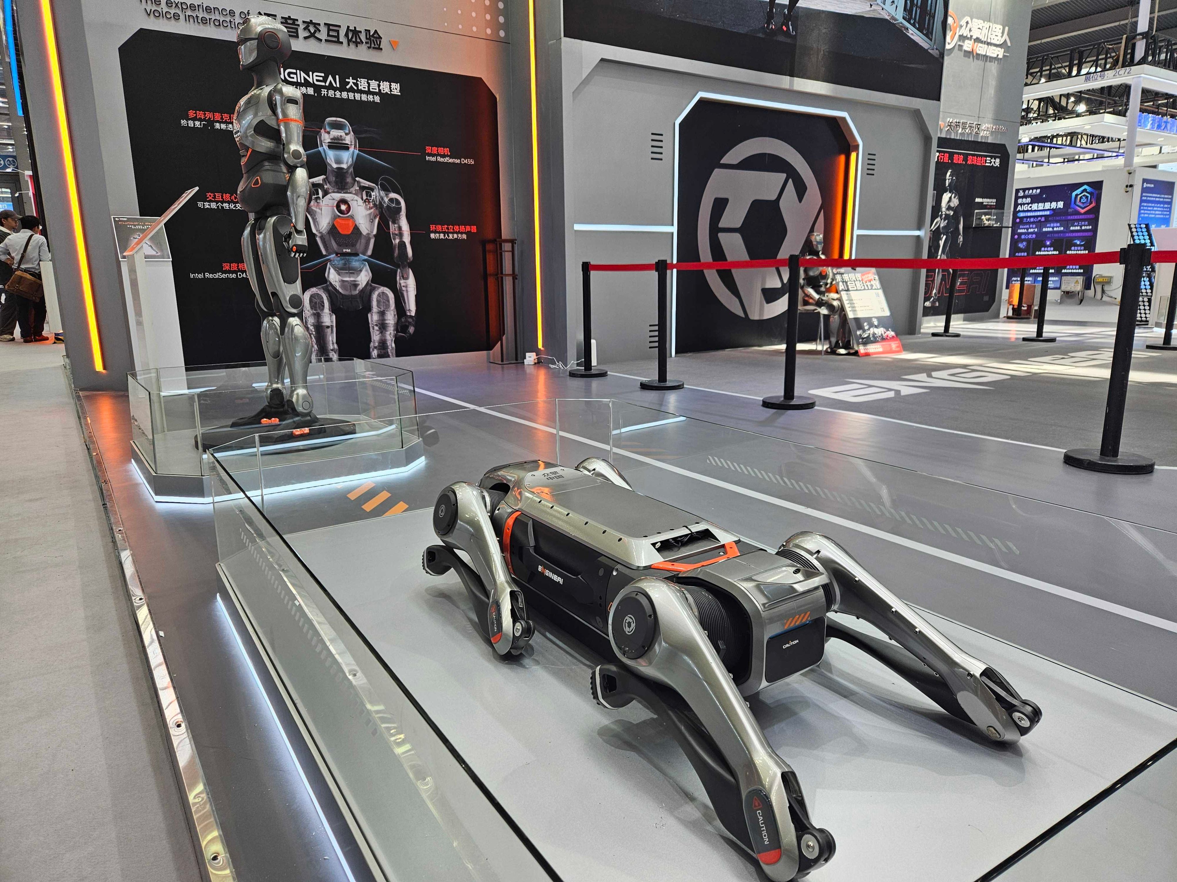 EngineAI showcased its first robotic dog at the Global AI Device Expo 2025 in Shenzhen. on May 22. Photo: Coco Feng