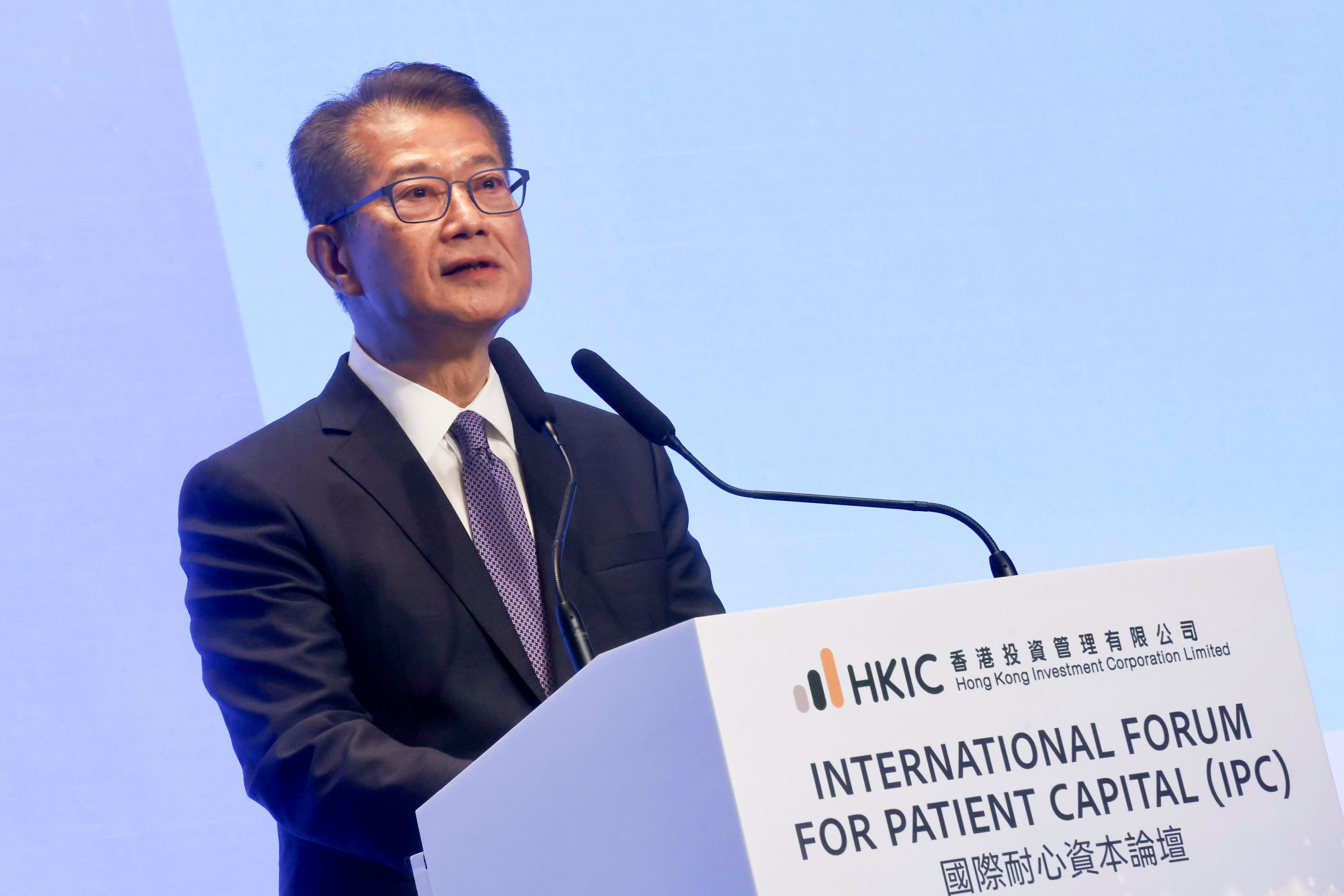 Hong Kong Financial Secretary Paul Chan Mo-po at the International Forum for Patient Capital. Photo: Jonathan Wong