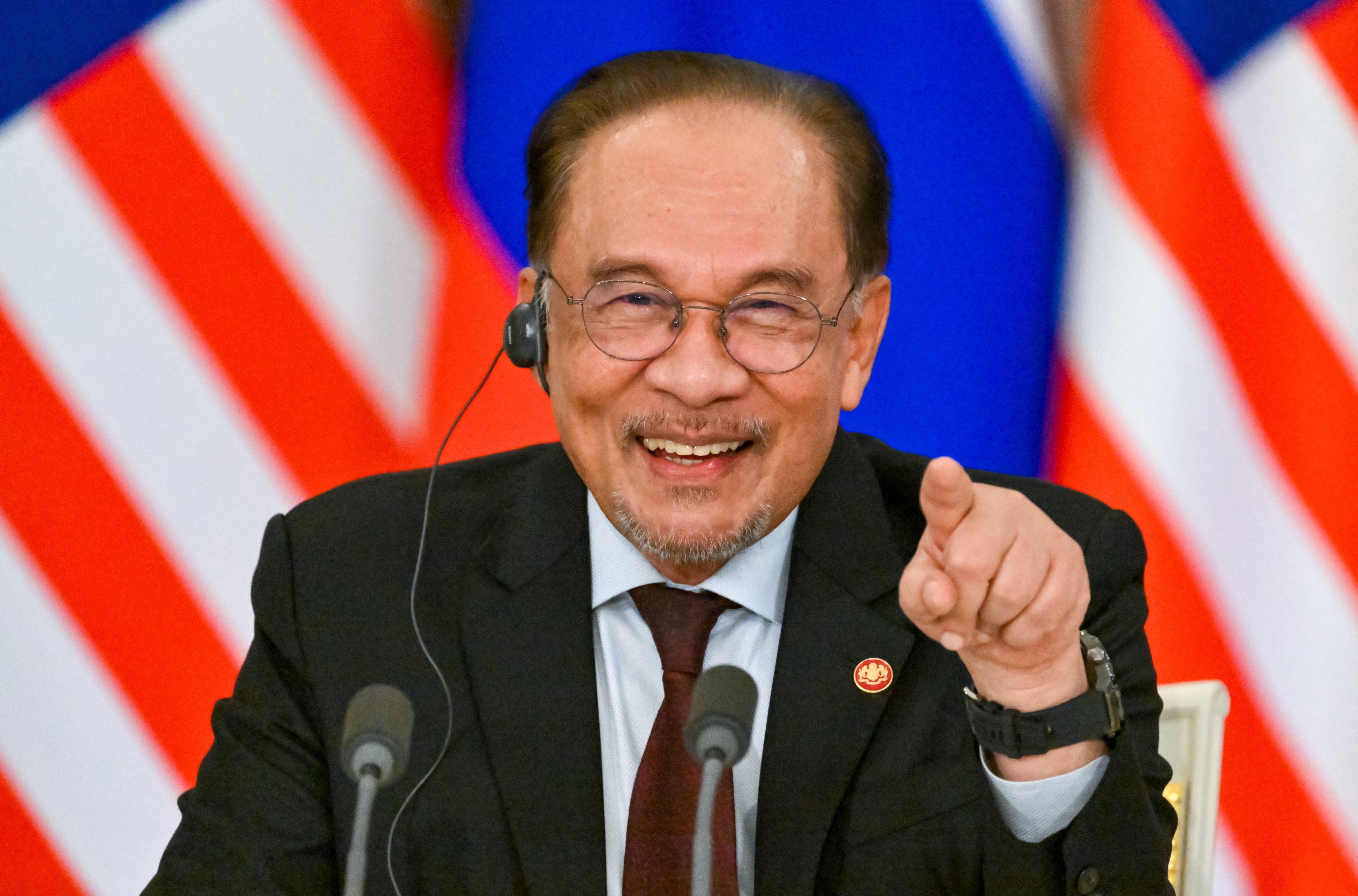 Malaysian Prime Minister Anwar Ibrahim speaks during his visit to Moscow on May 14. Photo: EPA-EFE