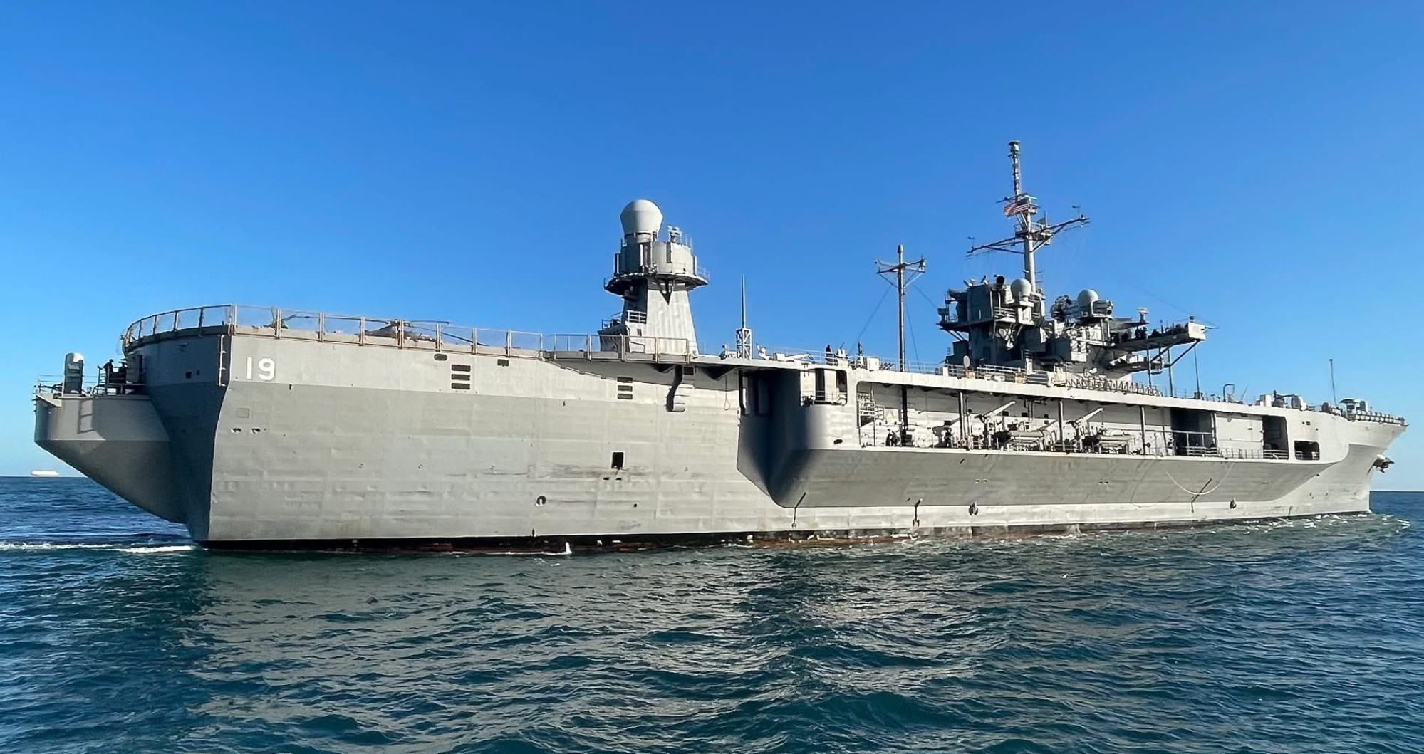 The USS Blue Ridge in Wellington, New Zealand, on Wednesday. Photo: Facebook/Ship Spotters New Zealand The USS Blue Ridge in Wellington, New Zealand, on Wednesday. Photo: Facebook/Ship Spotters New Zealand