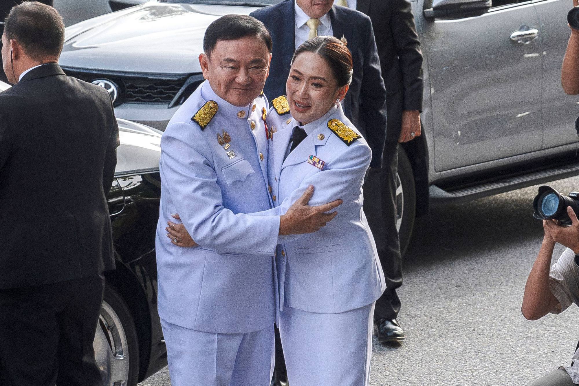 Paetongtarn Shinawatra embraces her father Thaksin after being appointed as Thailand’s prime minister last year. Photo: AFP Paetongtarn Shinawatra embraces her father Thaksin after being appointed as Thailand’s prime minister last year. Photo: AFP