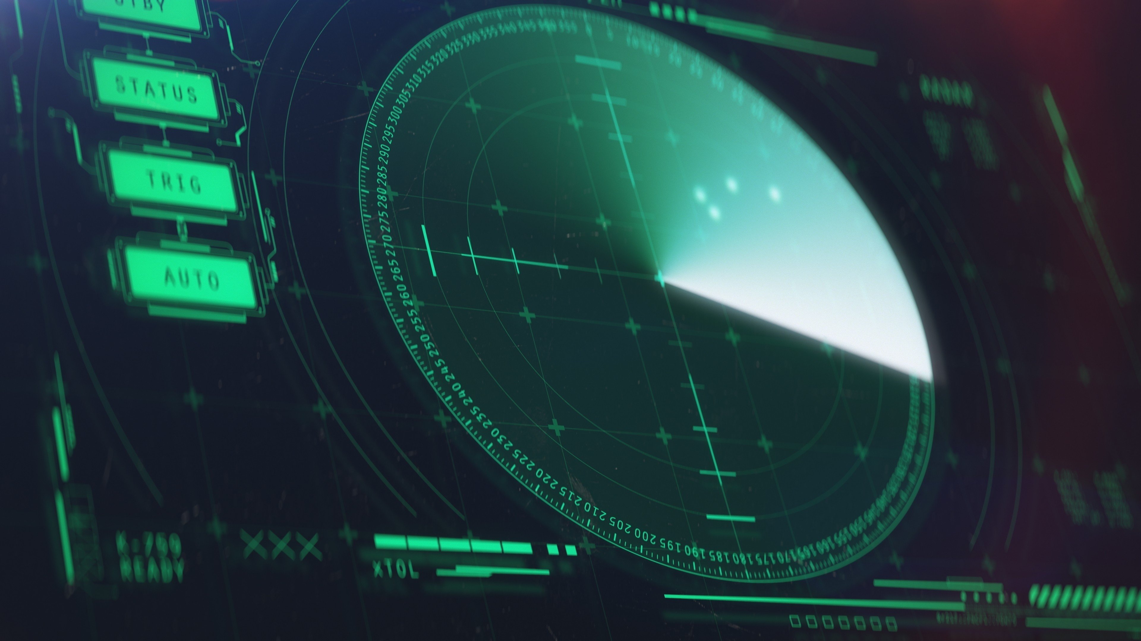 A military ship or aircraft radar showing scan results with multiple targets detected. Photo: Shutterstock Images