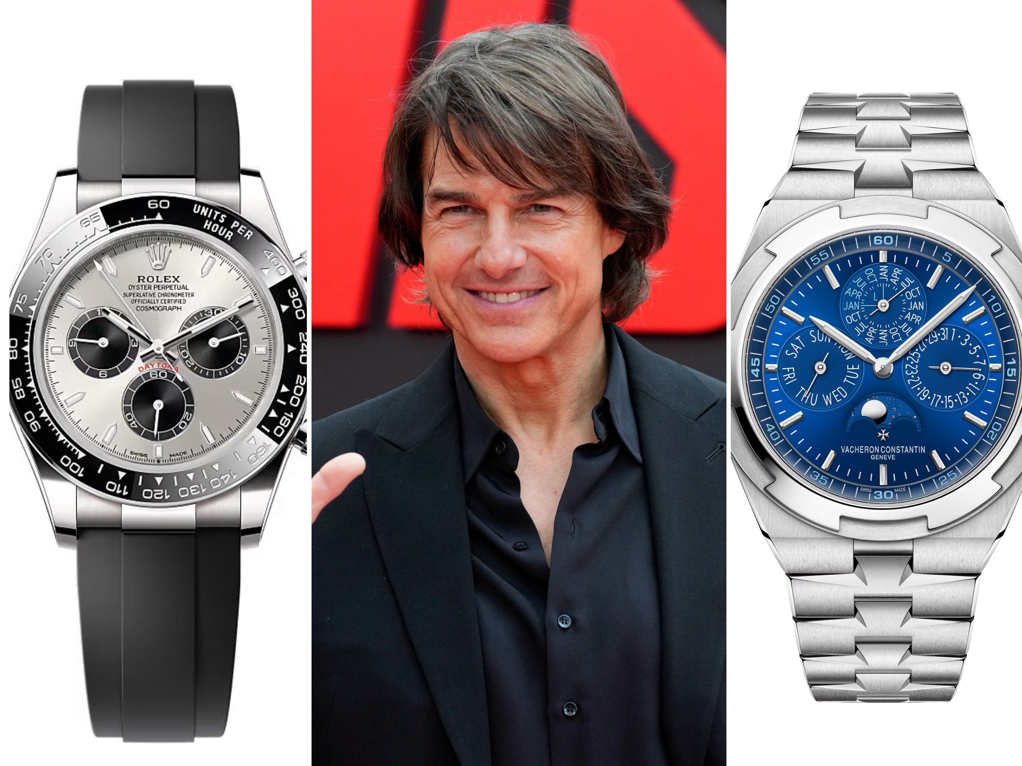Tom Cruise has a fondness for luxury watches by the likes of Rolex and Vacheron Constantin, and particularly appreciates holy grail models. Photos: Handout (watches); Reuters
