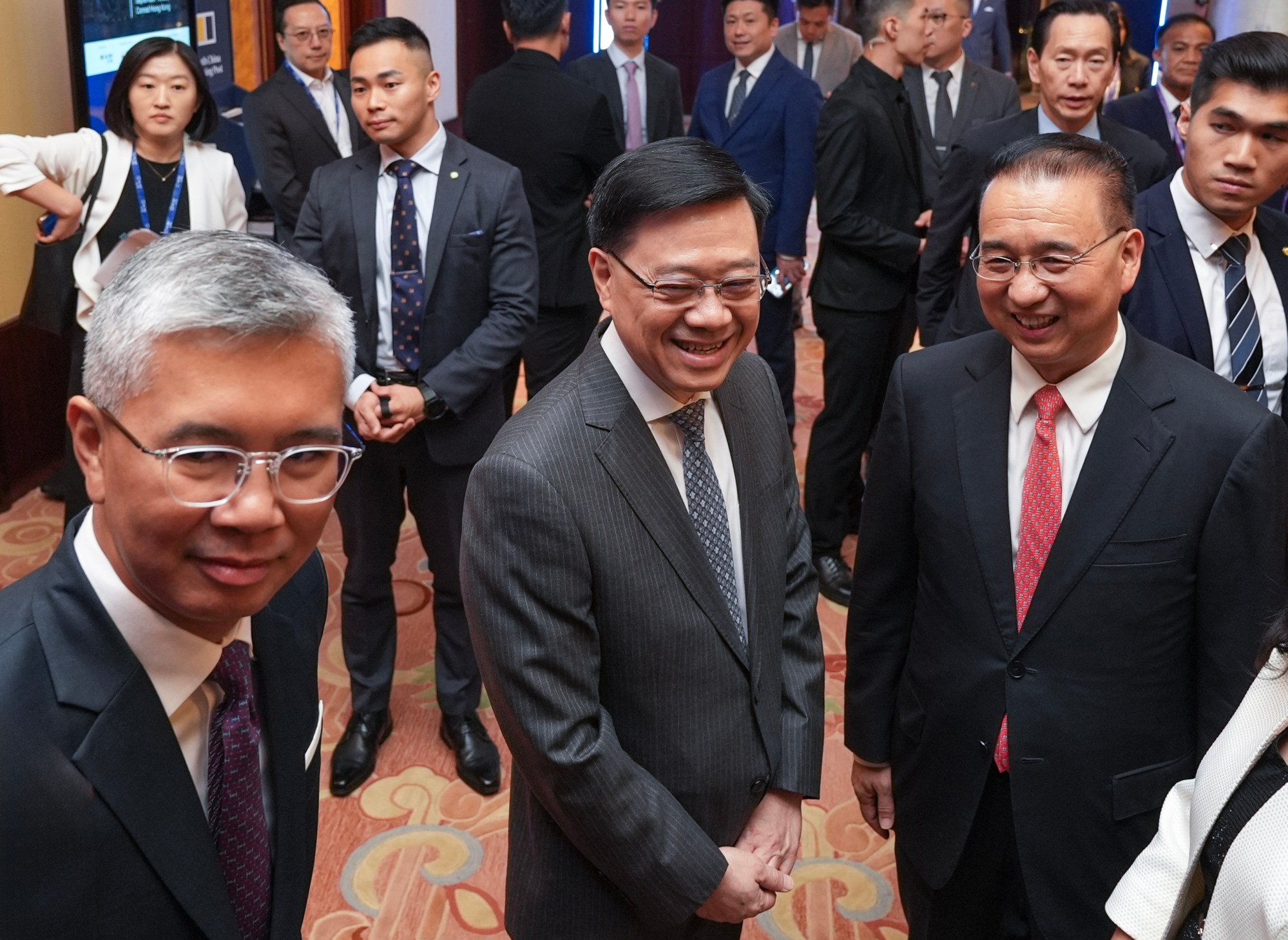 Malaysian trade minister Tengku Zafrul Aziz (left), Chief Executive John Lee (centre) and Liu Guangyuan, deputy director of the liaison office (right), meet during the 2024 Hong Kong-Asean Summit in Admiralty, on September 13, 2024. Photo: Eugene Lee Malaysian trade minister Tengku Zafrul Aziz (left), Chief Executive John Lee (centre) and Liu Guangyuan, deputy director of the liaison office (right), meet during the 2024 Hong Kong-Asean Summit in Admiralty, on September 13, 2024. Photo: Eugene Lee