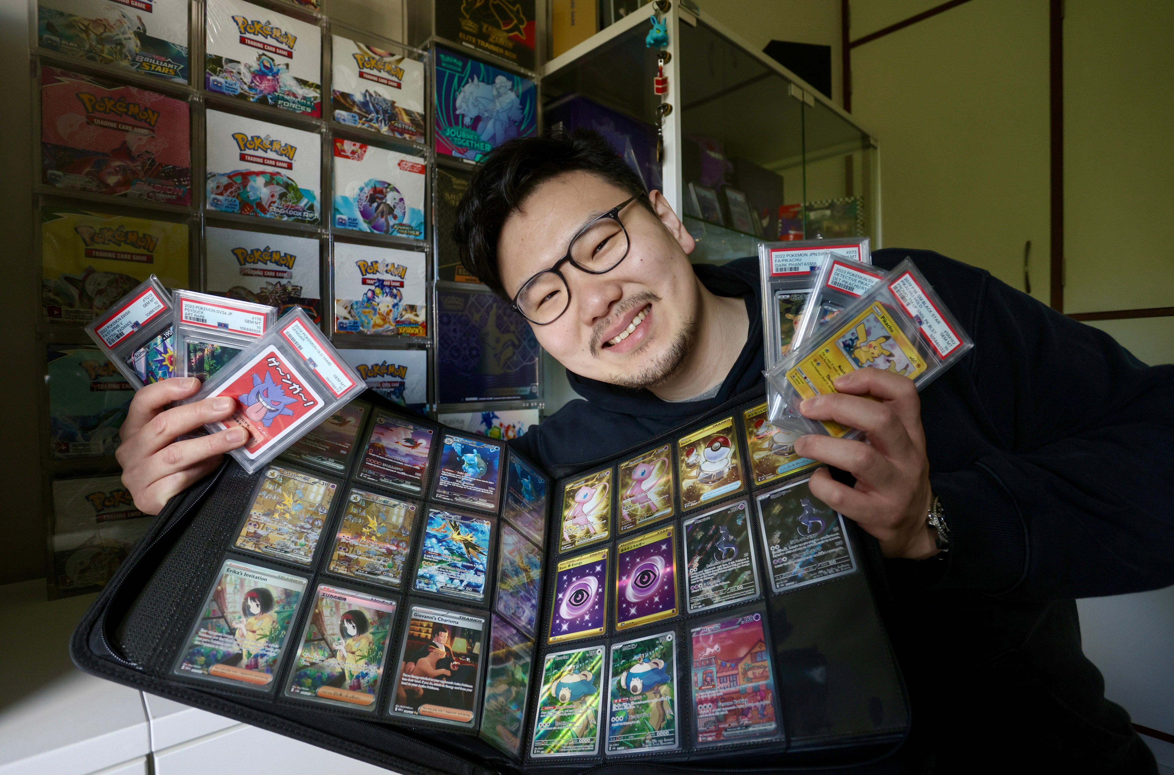 Pokémon card collector Lloyd Meng at his home in Hong Kong. Photo: Jonathan Wong