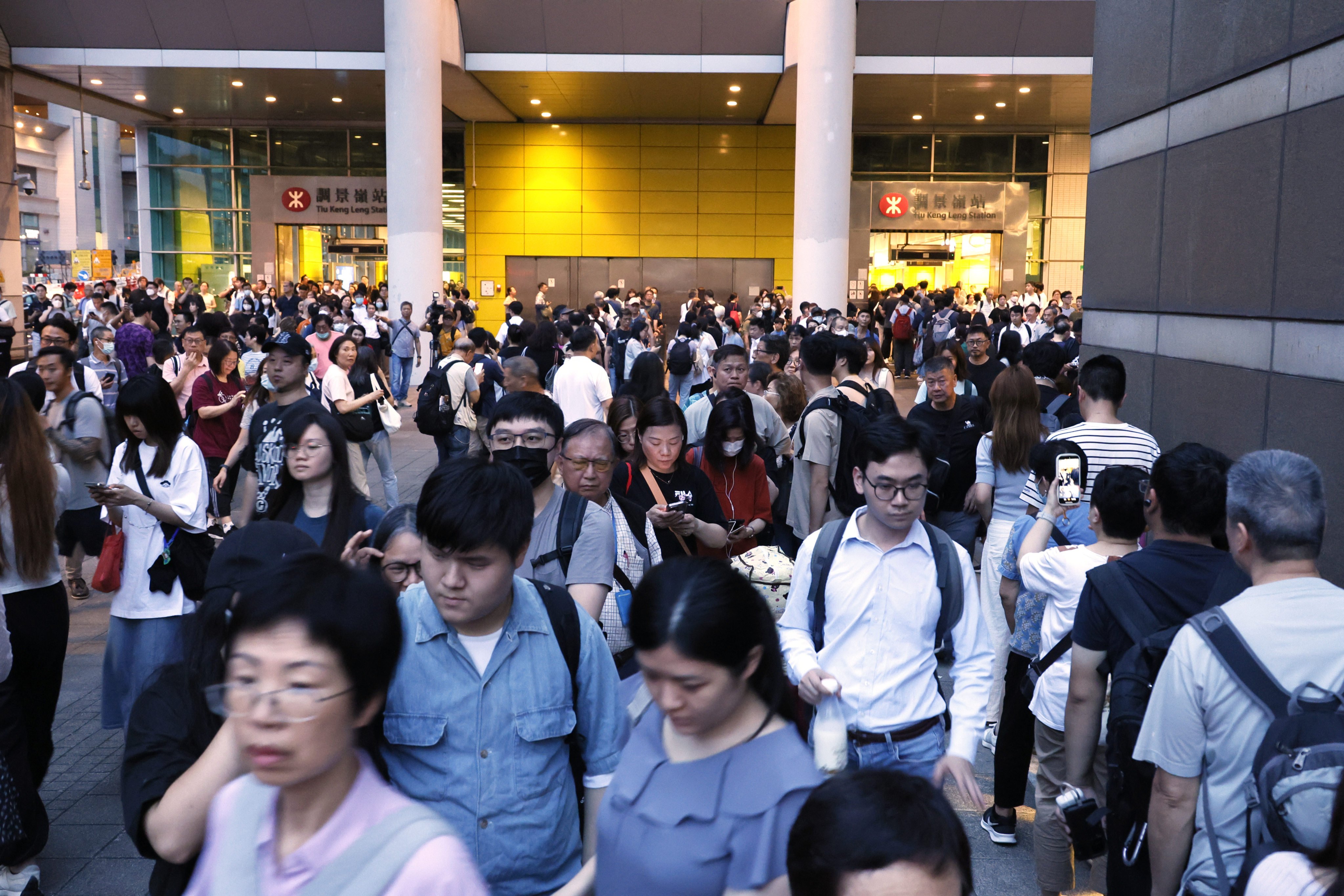 Passengers stream out of Tiu Keng Leng MTR station on Thursday. Photo: Handout