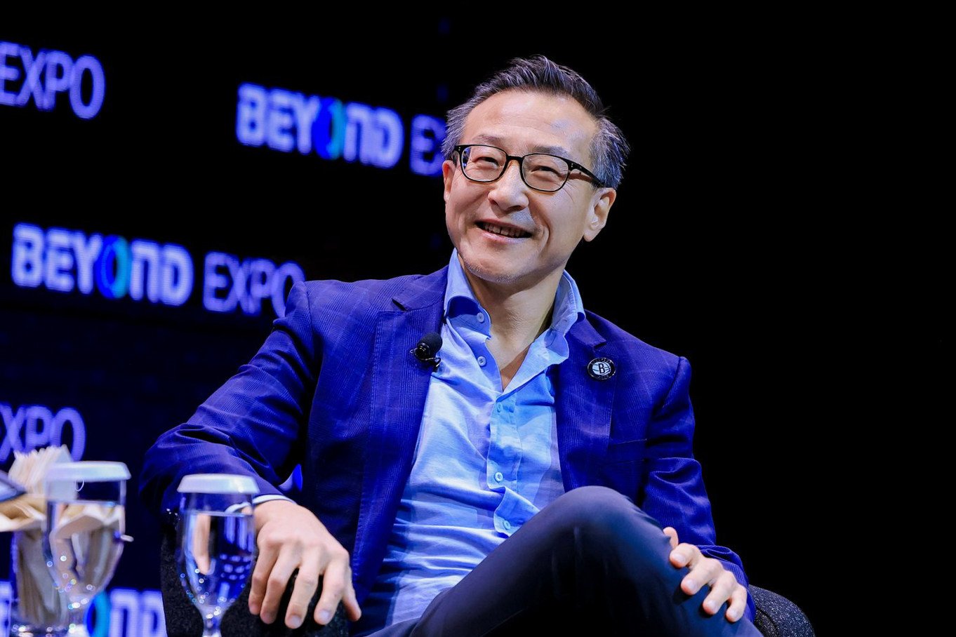 Alibaba’s Joe Tsai speaking at the Beyond Expo in Macau on Saturday. Photo: Handout