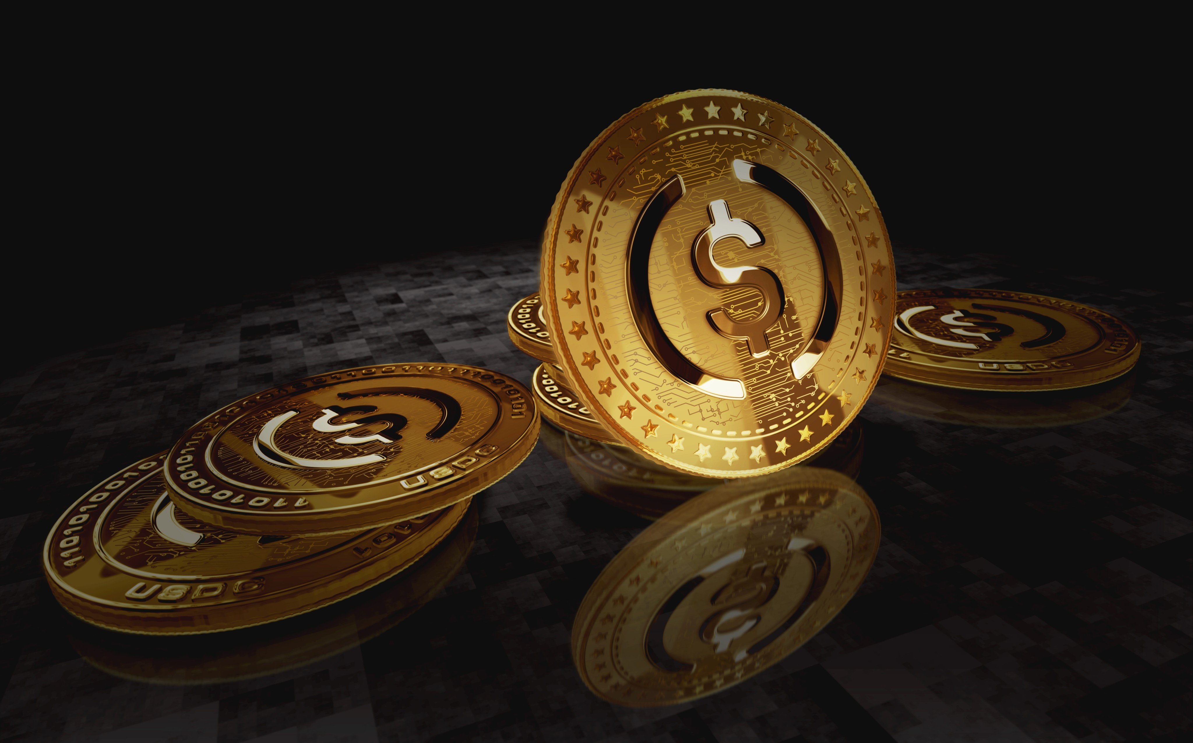 A 3D representation of USDC stablecoin tokens. Photo: Shutterstock Images