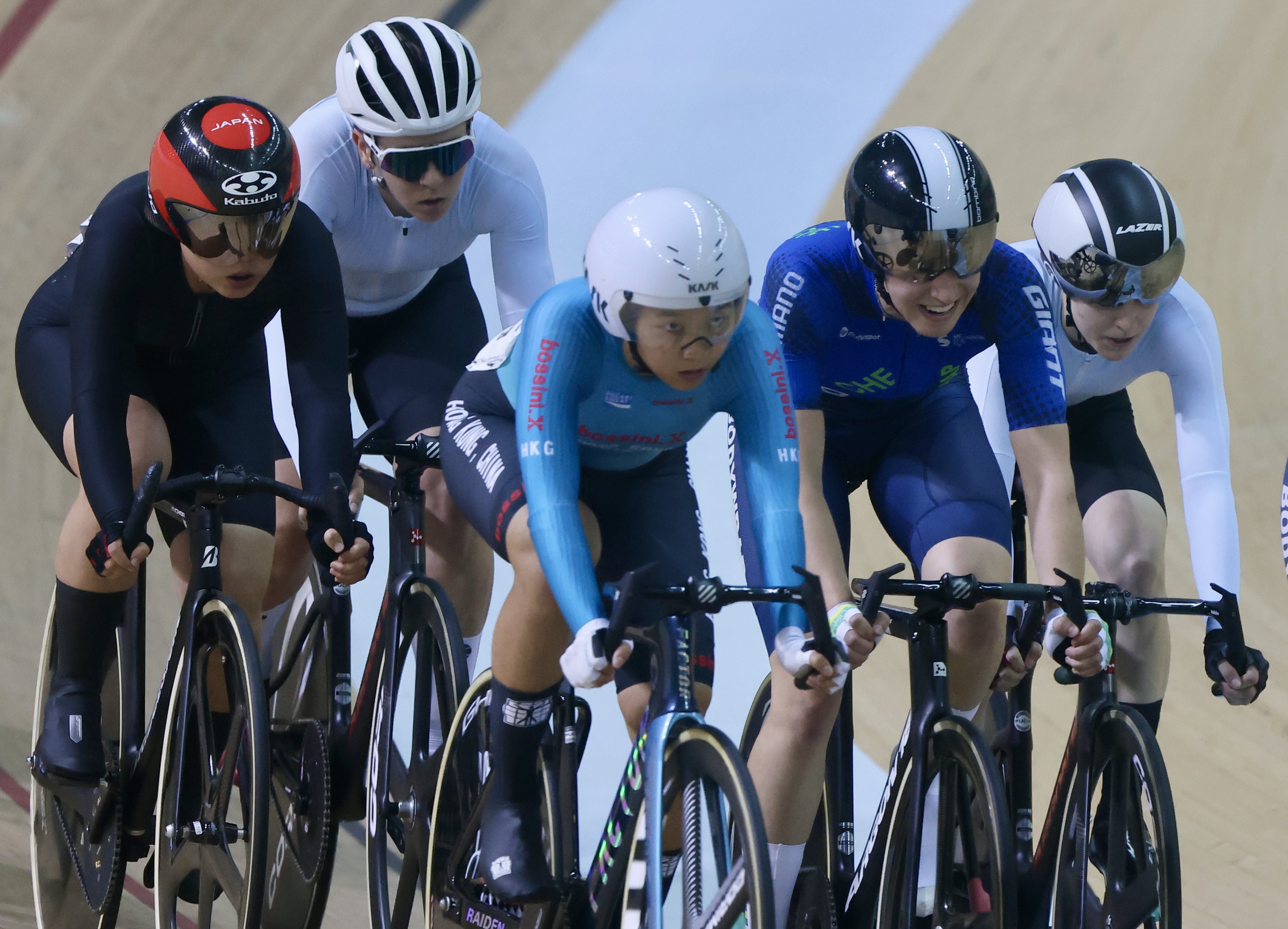 Ceci Lee (centre, light blue) is set to have mainland riders gunning for her at November’s National Games. Photo: Jonathan Wong