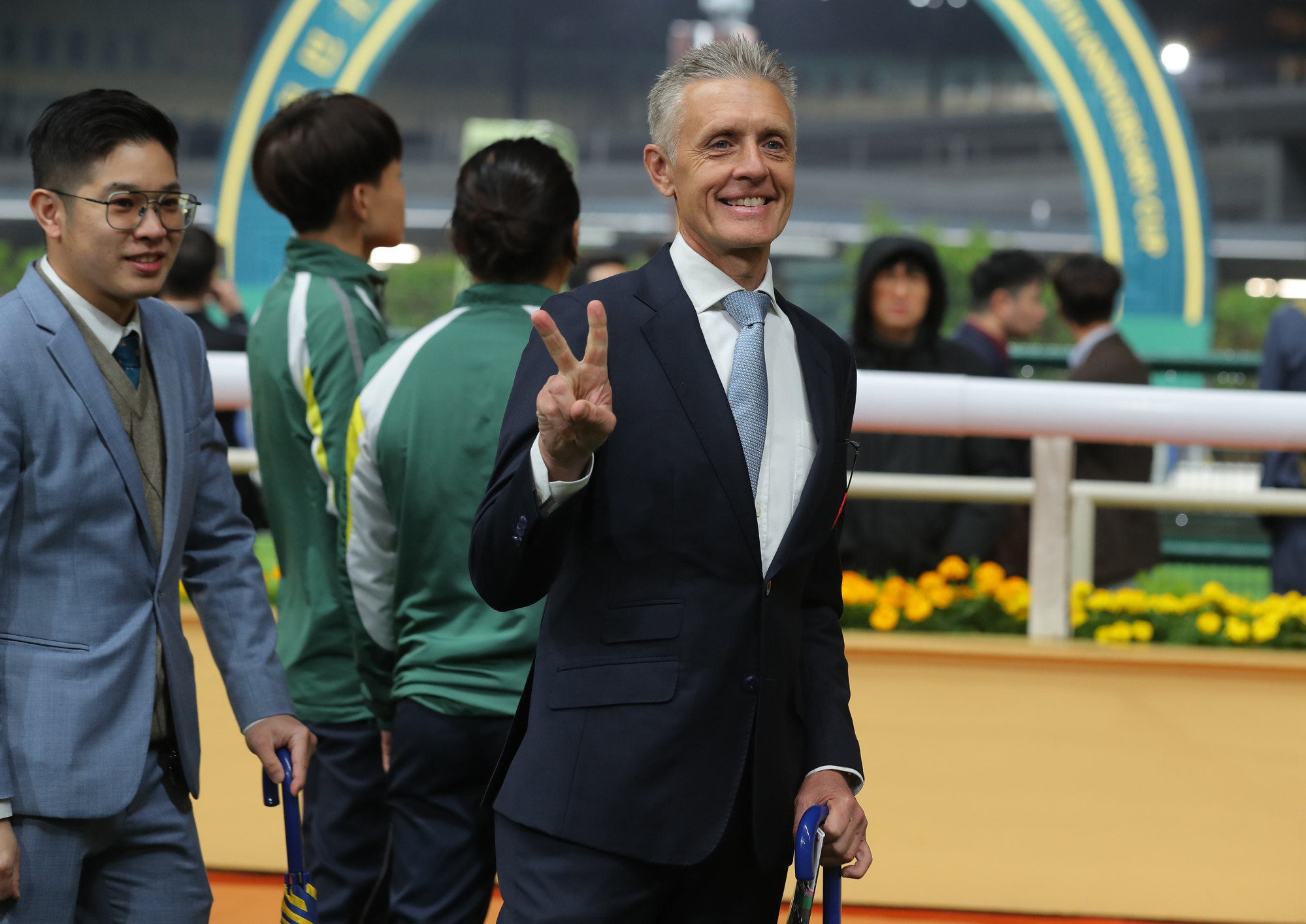 Mark Newnham celebrates after Spicy Gold’s most recent Happy Valley win.