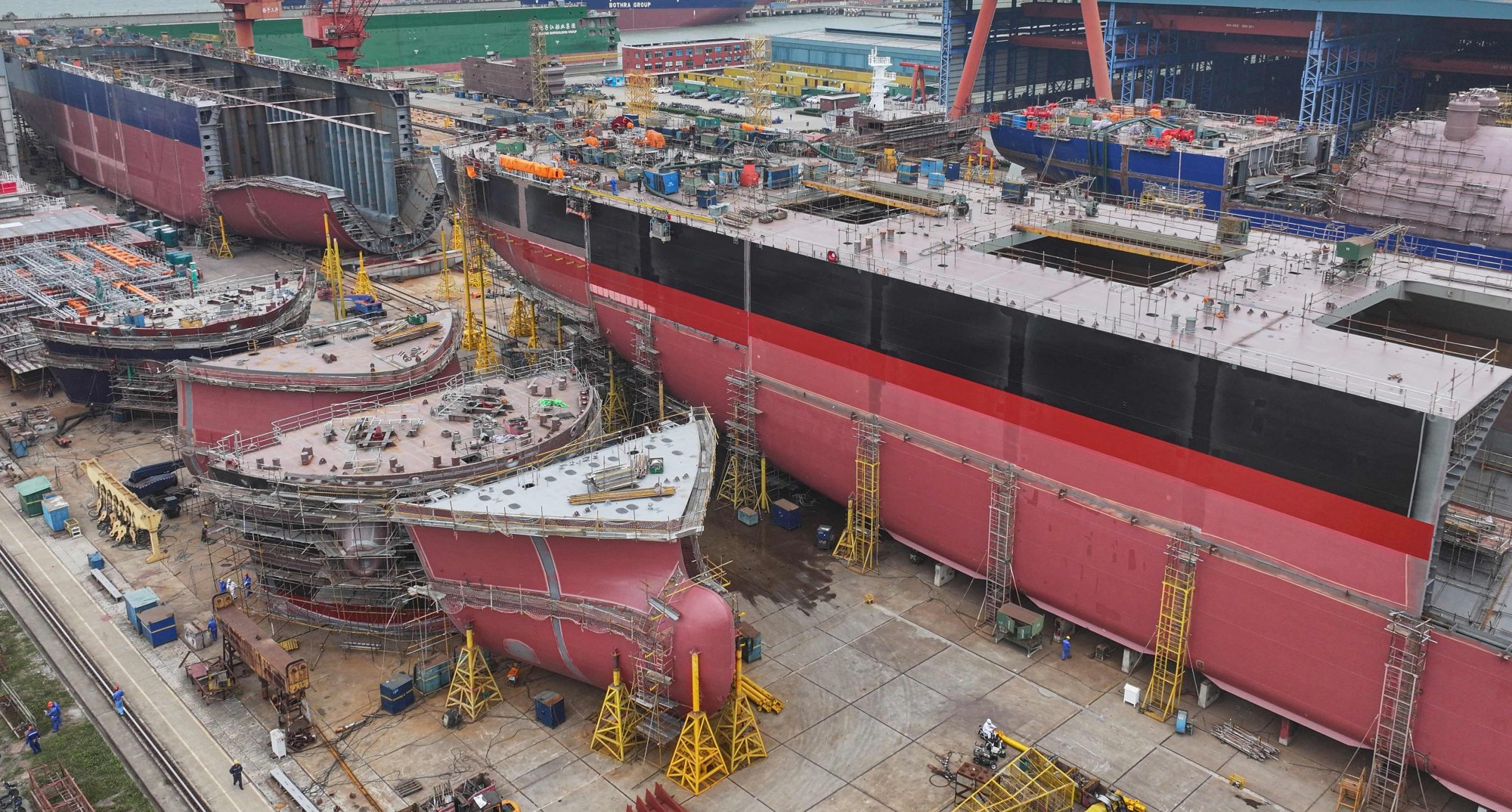 Ships under construction at a shipyard in Taicang, China’s Jiangsu province, on May 8. Photo: AFP Ships under construction at a shipyard in Taicang, China’s Jiangsu province, on May 8. Photo: AFP