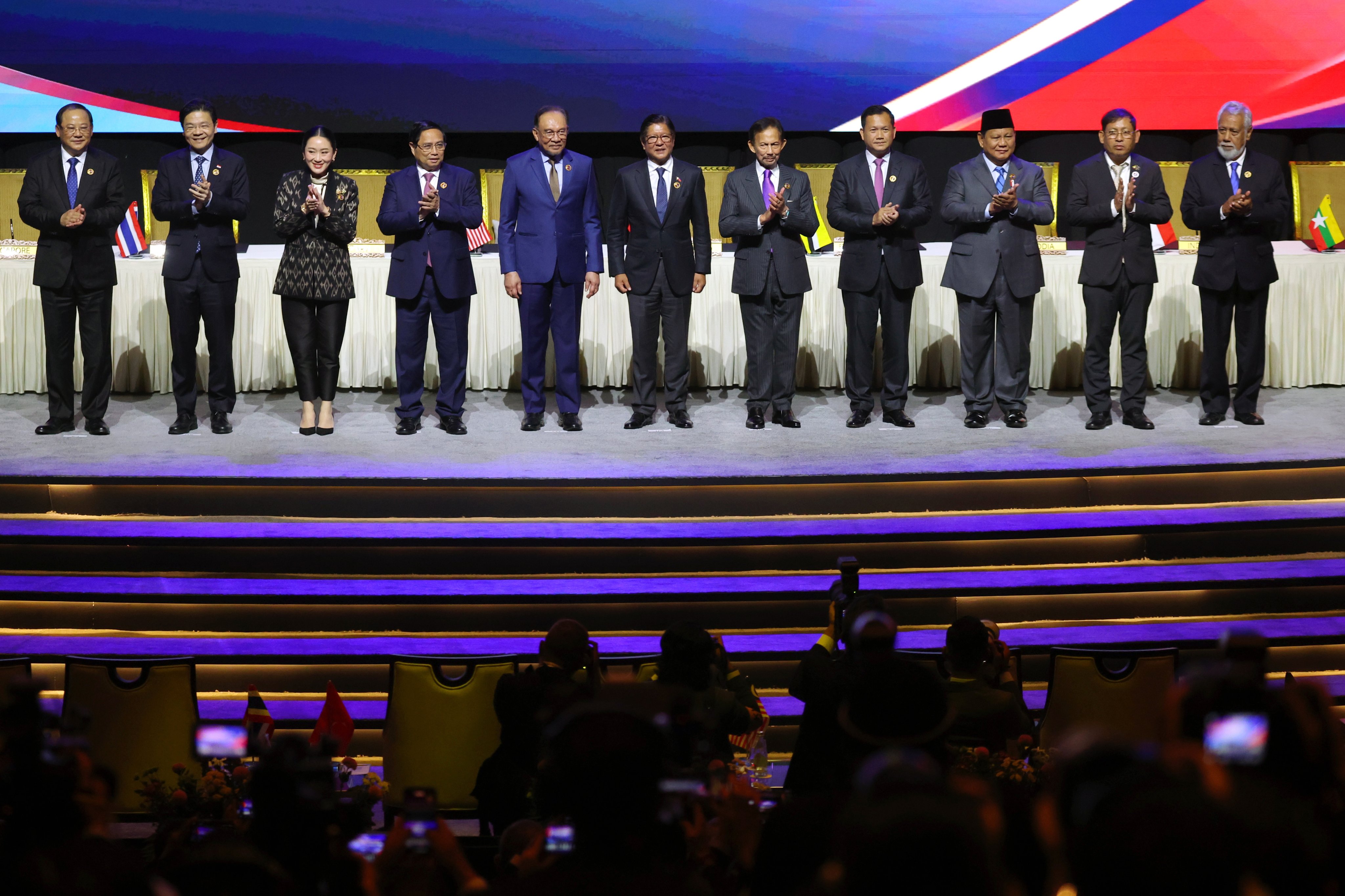 Southeast Asian leaders pose for a family photo at the Asean summit in Kuala Lumpur, Malaysia, on Monday. Photo: EPA-EFE