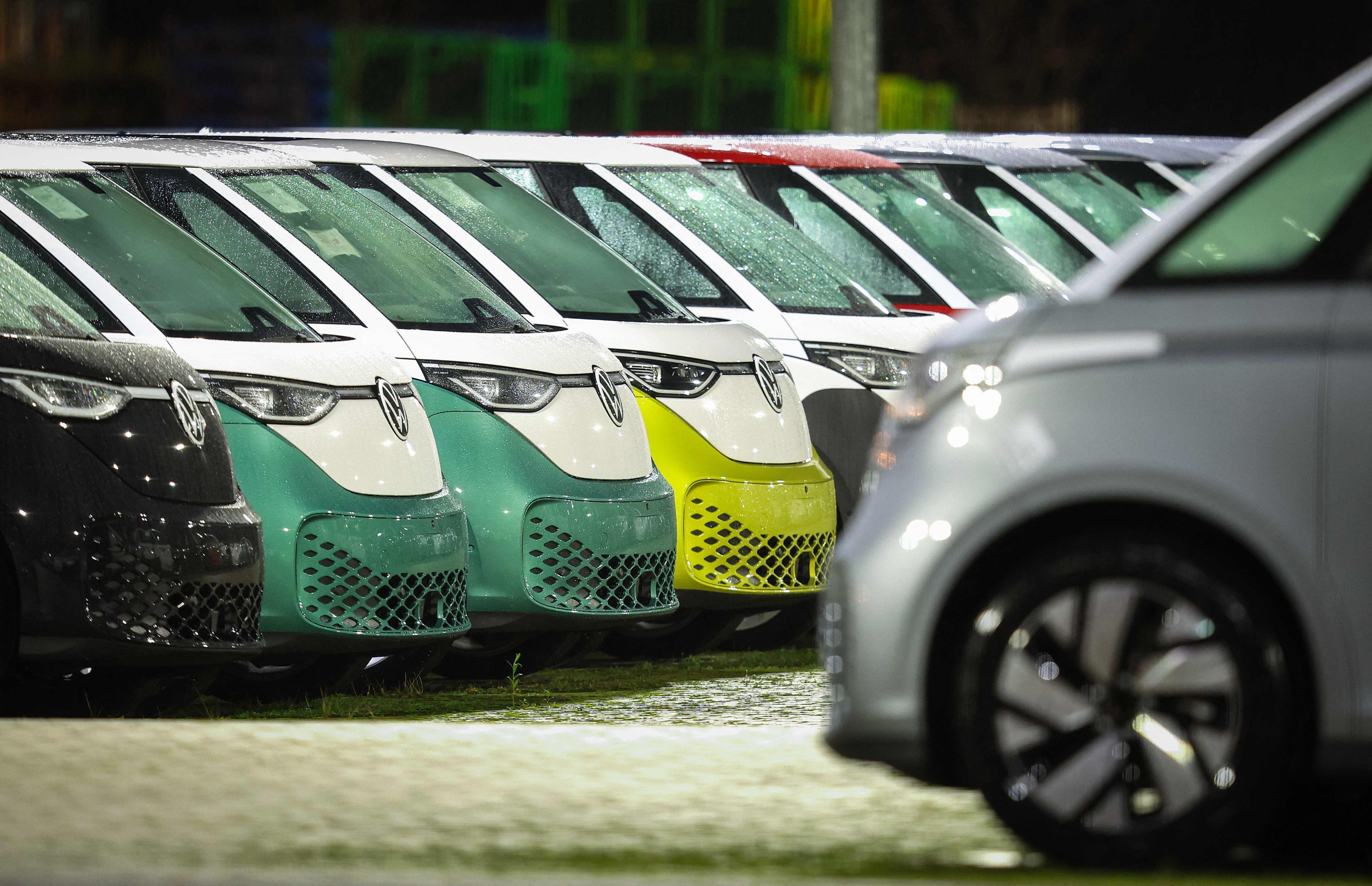 VW ID Buzz vehicles are parked at Volkswagen’s plant in Hanover, northern Germany. Photo: AFP