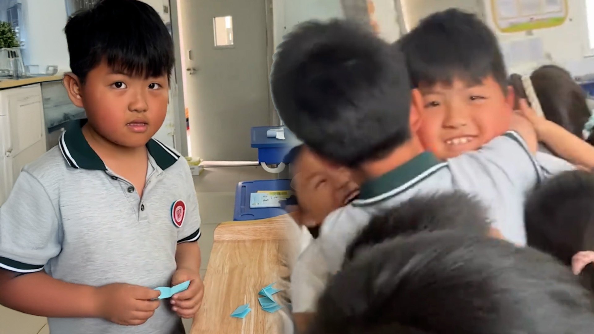 A teacher in China who helped a shy boy engage with his peers by using a lucky draw has won praise on social media. Photo: SCMP composite/Douyin