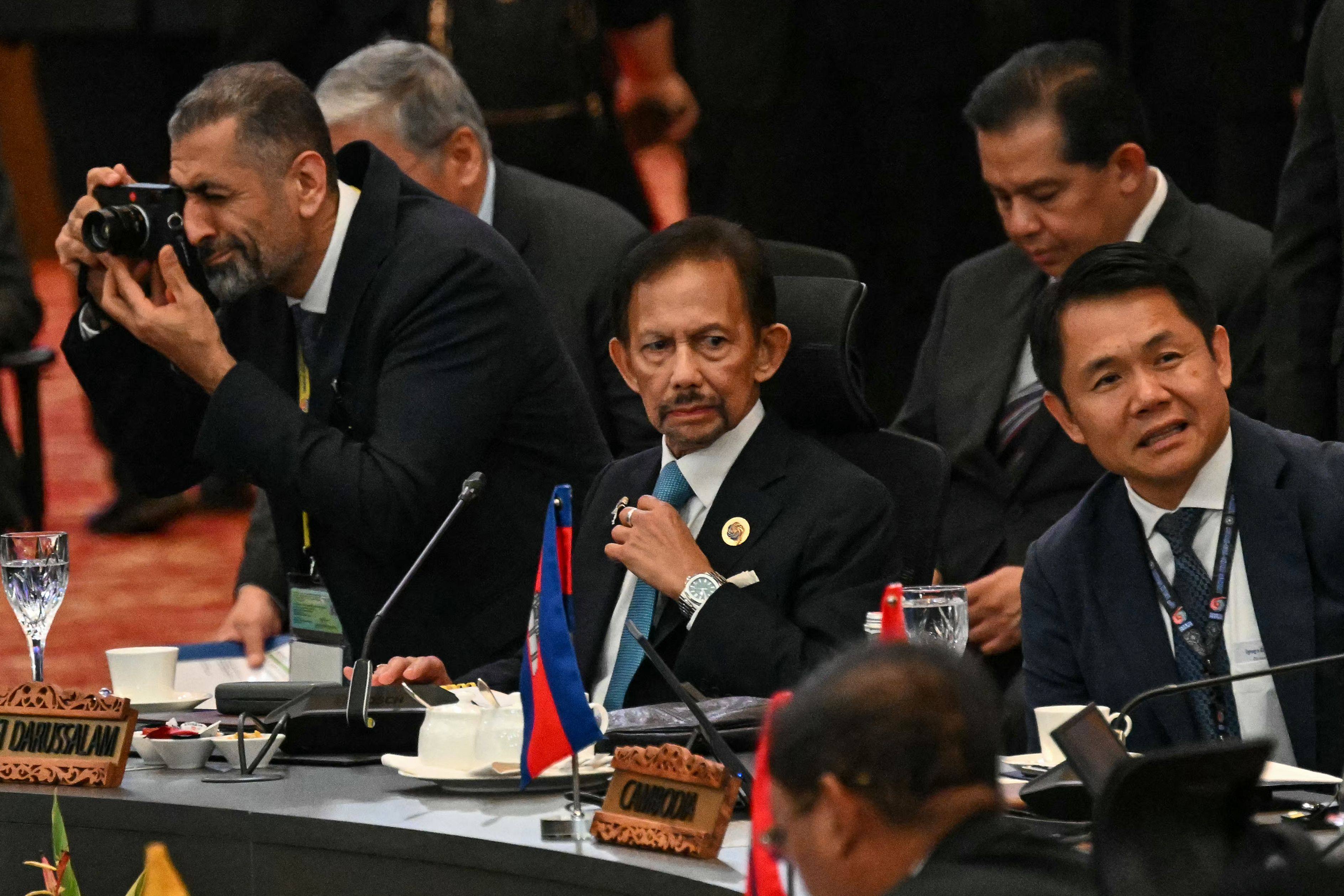 Sultan of Brunei Hassanal Bolkiah (centre) attends an Asean-Gulf Cooperation Council summit in Kuala Lumpur on Tuesday. Photo: AFP