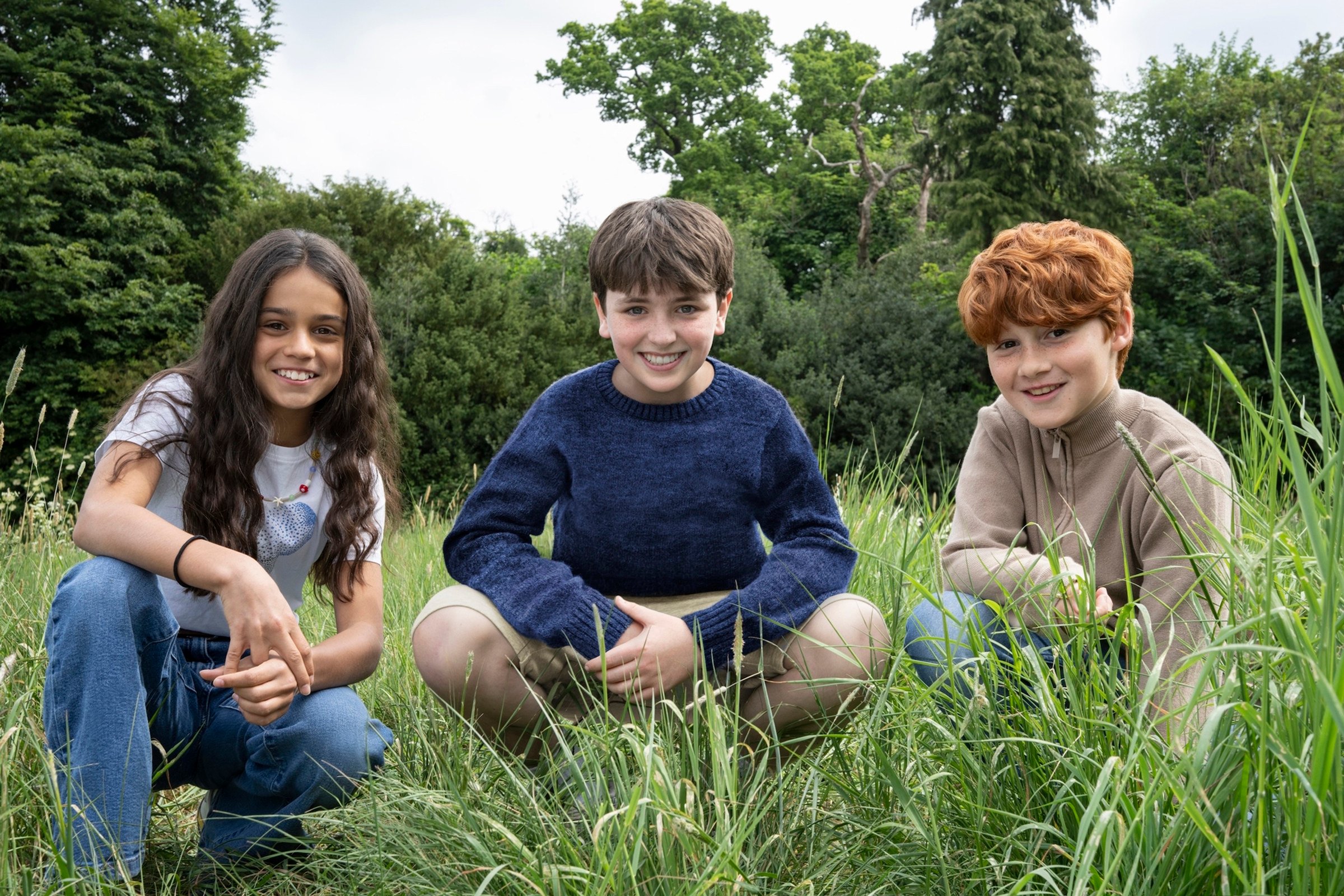 From left, Arabella Stanton, Dominic McLaughlin and Alastair Stout have been cast as Hermione, Harry and Ron respectively in HBO’s Harry Potter series. Photo: TNS