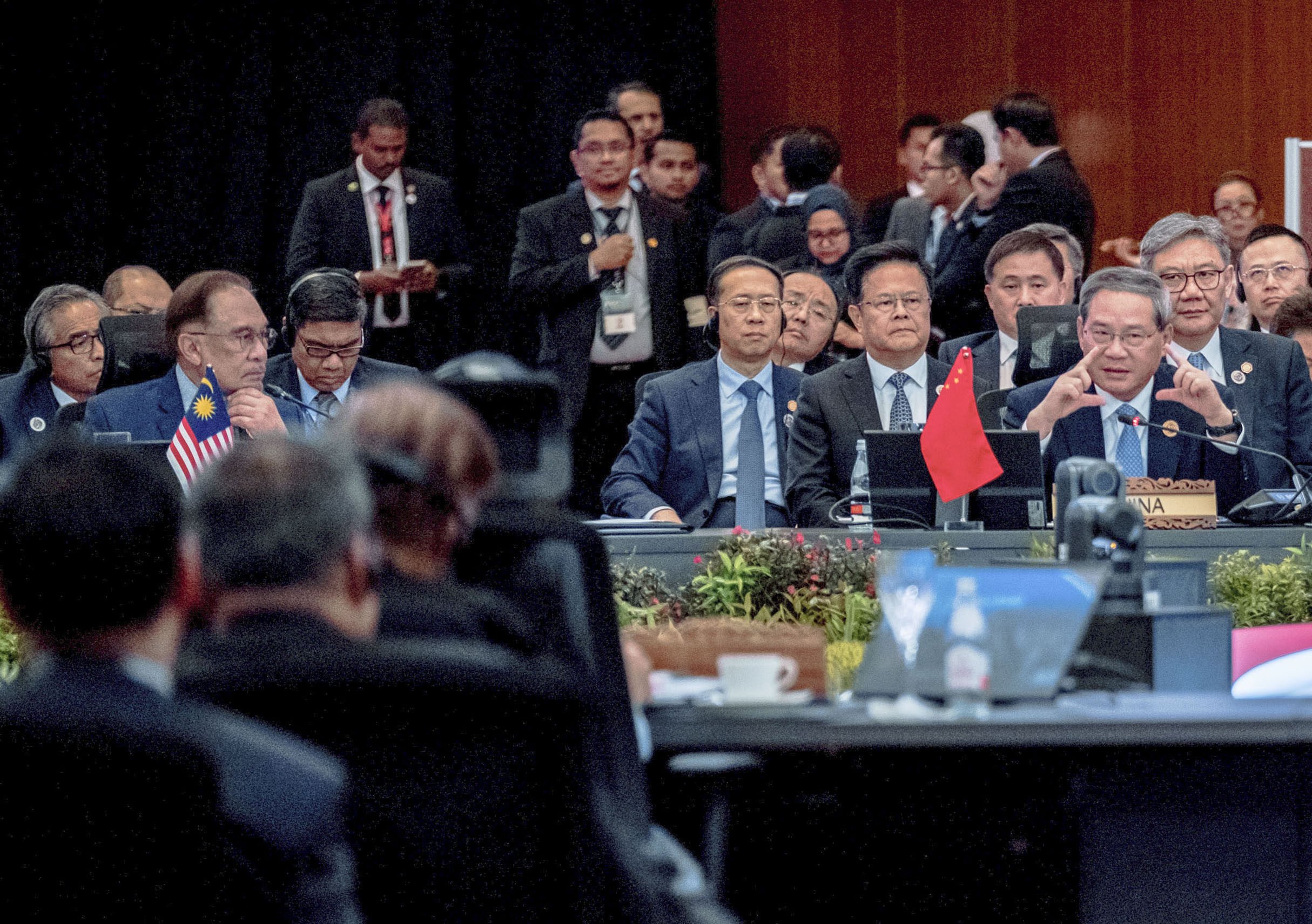 Chinese Premier Li Qiang (front, right) speaks at the Asean-GCC-China summit. Photo: Kyodo