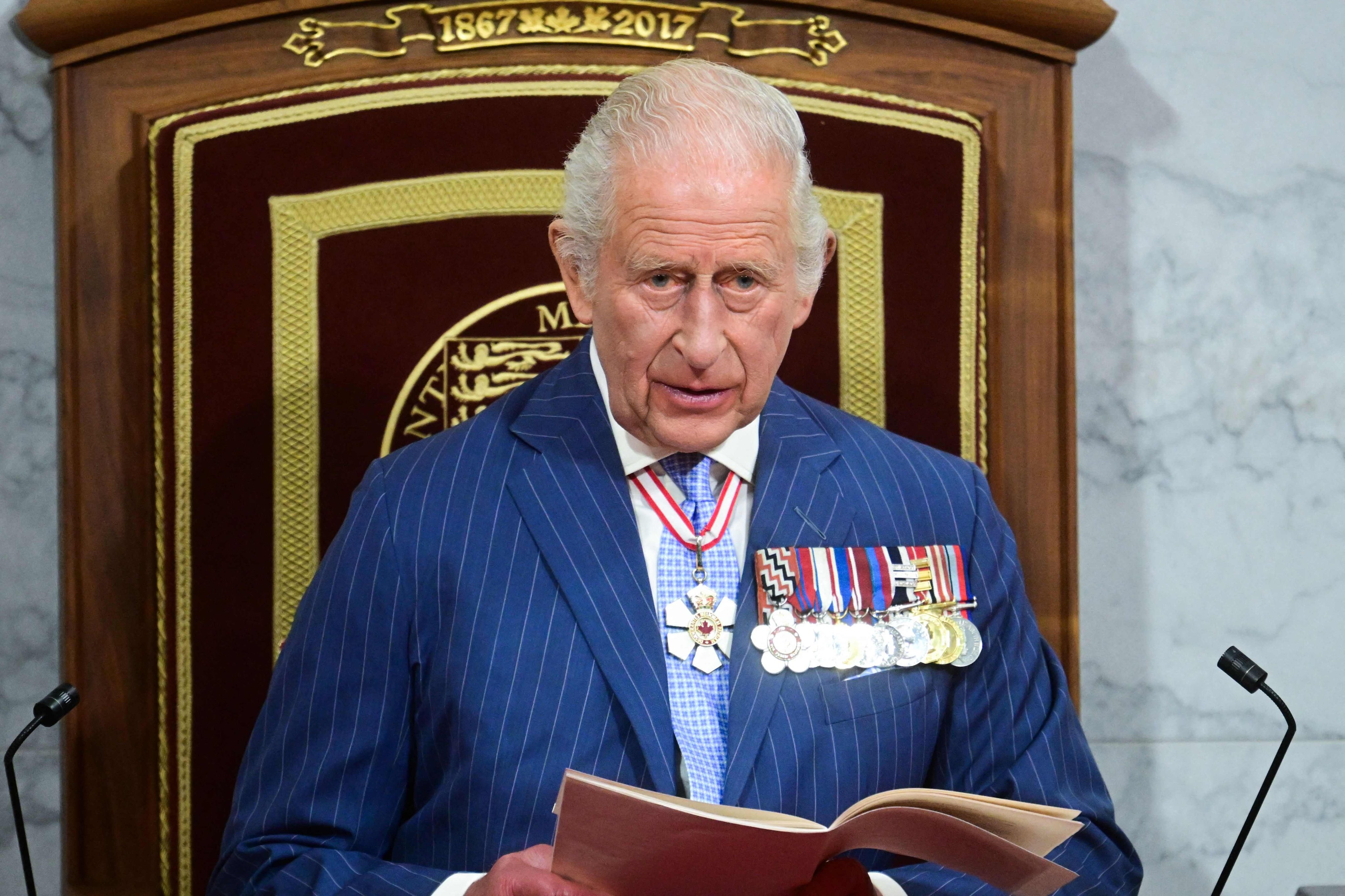 Britain’s King Charles delivers a speech from the throne to open the first session of the 45th parliament of Canada in Ottawa on Tuesday. Photo: AFP
