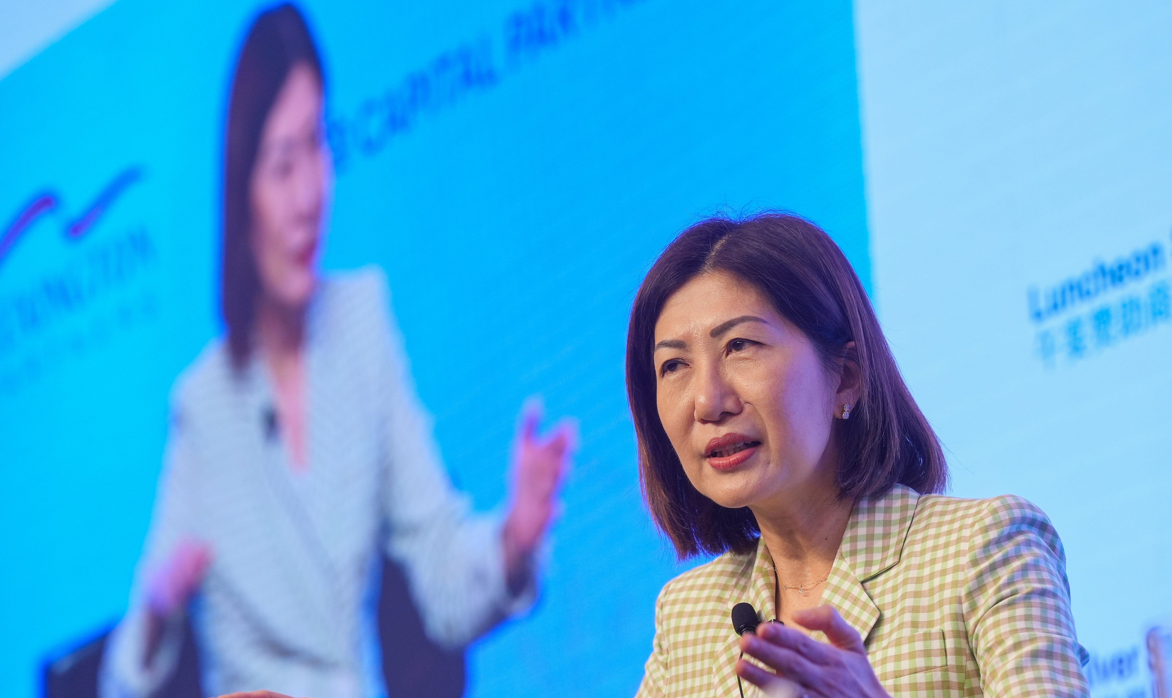 HKEX CEO Bonnie Chan speaks at the Greater China Private Equity Summit in Hong Kong on Wednesday. Photo: Elson Li