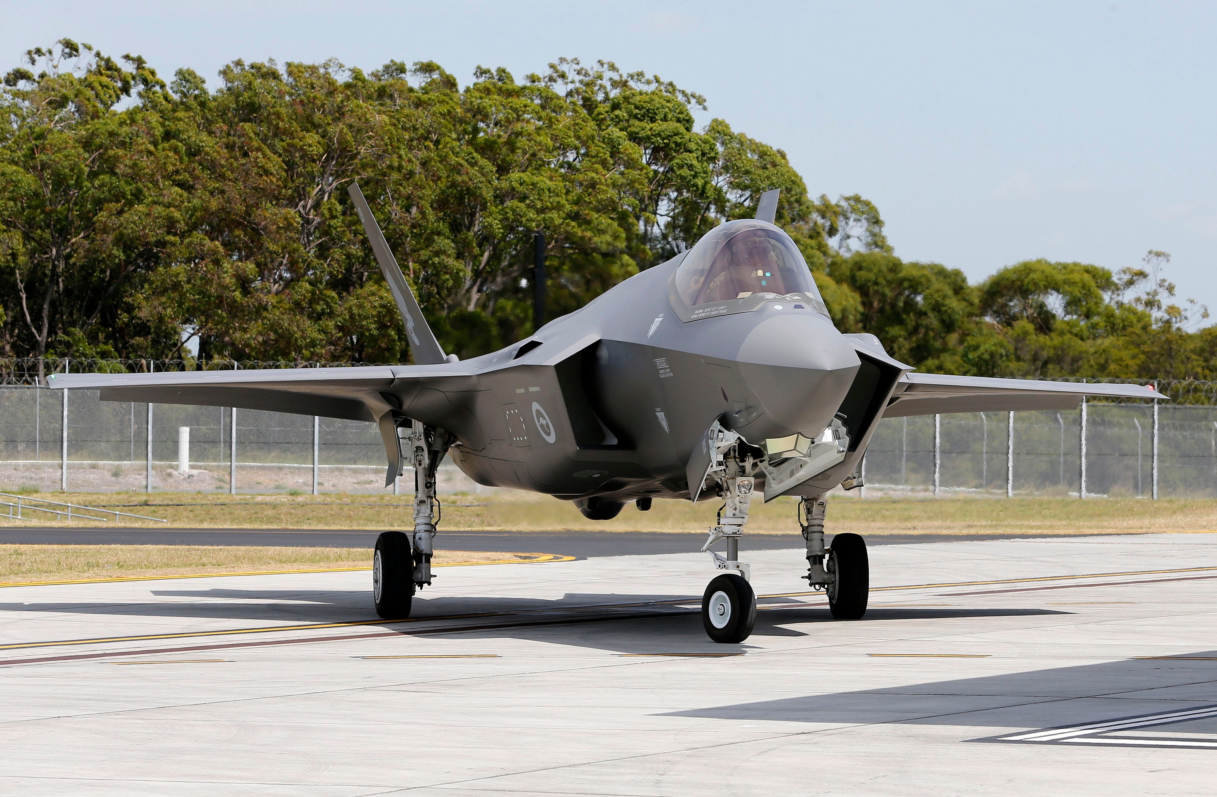 An F-35A Joint Strike Fighter is seen at Williamtown RAAF base outside of Newcastle, Australia. Photo: EPA-EFE