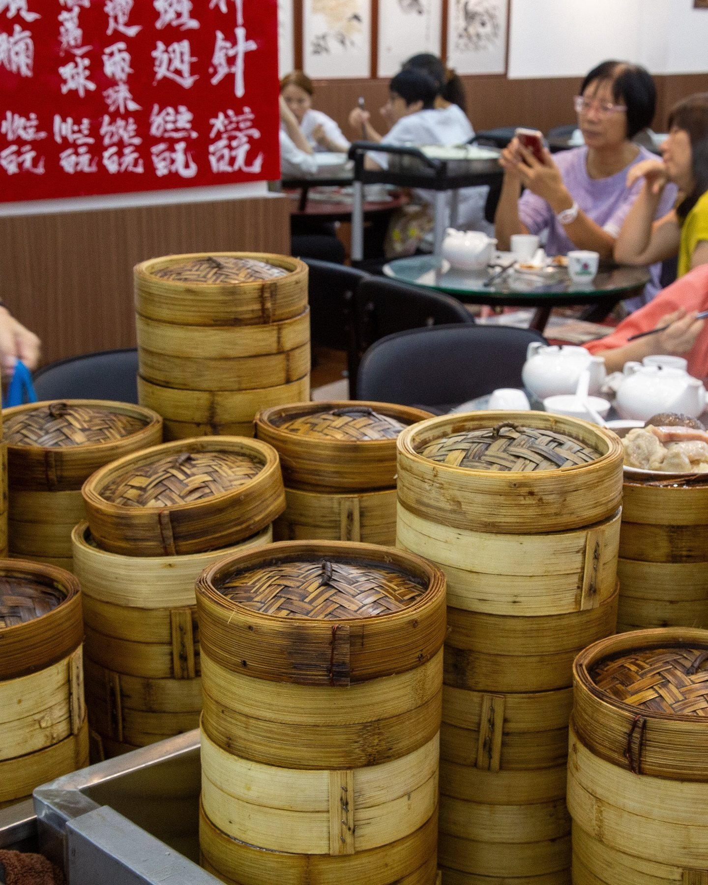 Dim sum baskets at Lin Heung Tea House in Hong Kong’s Central district. Photo: Instagram/bettyshanghai