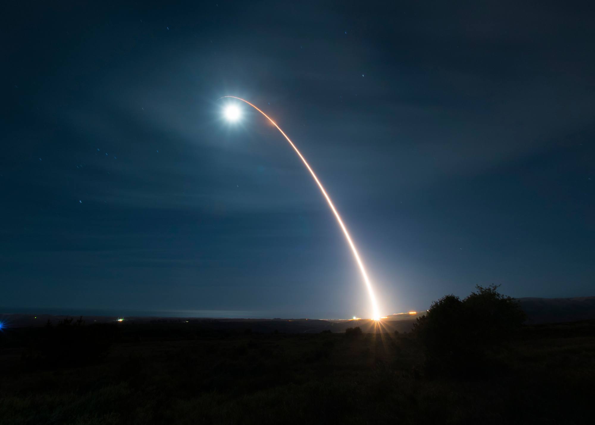 An unarmed Minuteman III intercontinental ballistic missile as it launches during a developmental test on February 5, 2020, at Vandenberg Air Force Base, California. Photo: US Air Force/AFP An unarmed Minuteman III intercontinental ballistic missile as it launches during a developmental test on February 5, 2020, at Vandenberg Air Force Base, California. Photo: US Air Force/AFP