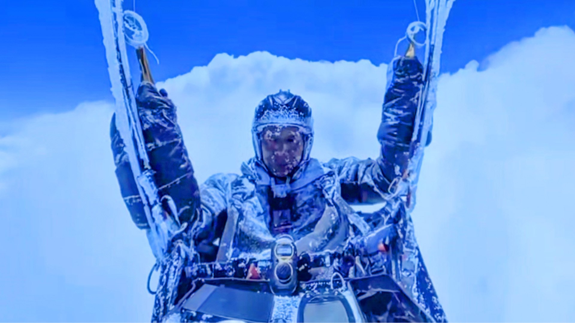 People on social media have expressed disbelief after a Chinese paraglider who was sucked into a deadly freezing vortex and survived was punished by the authorities. Photo: Douyin