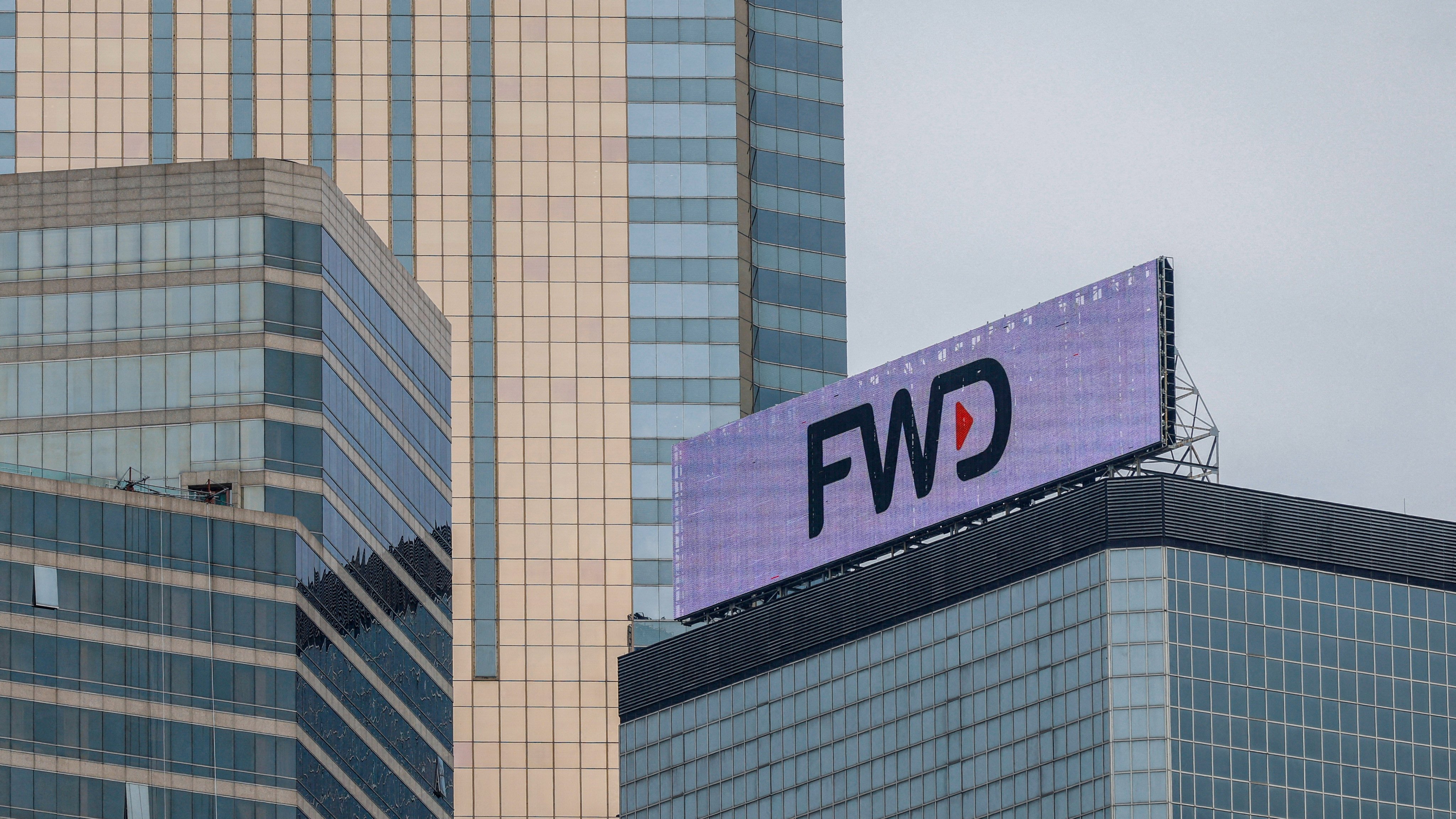 FWD Group’s logo atop its main office building in Hong Kong. Photo: Reuters