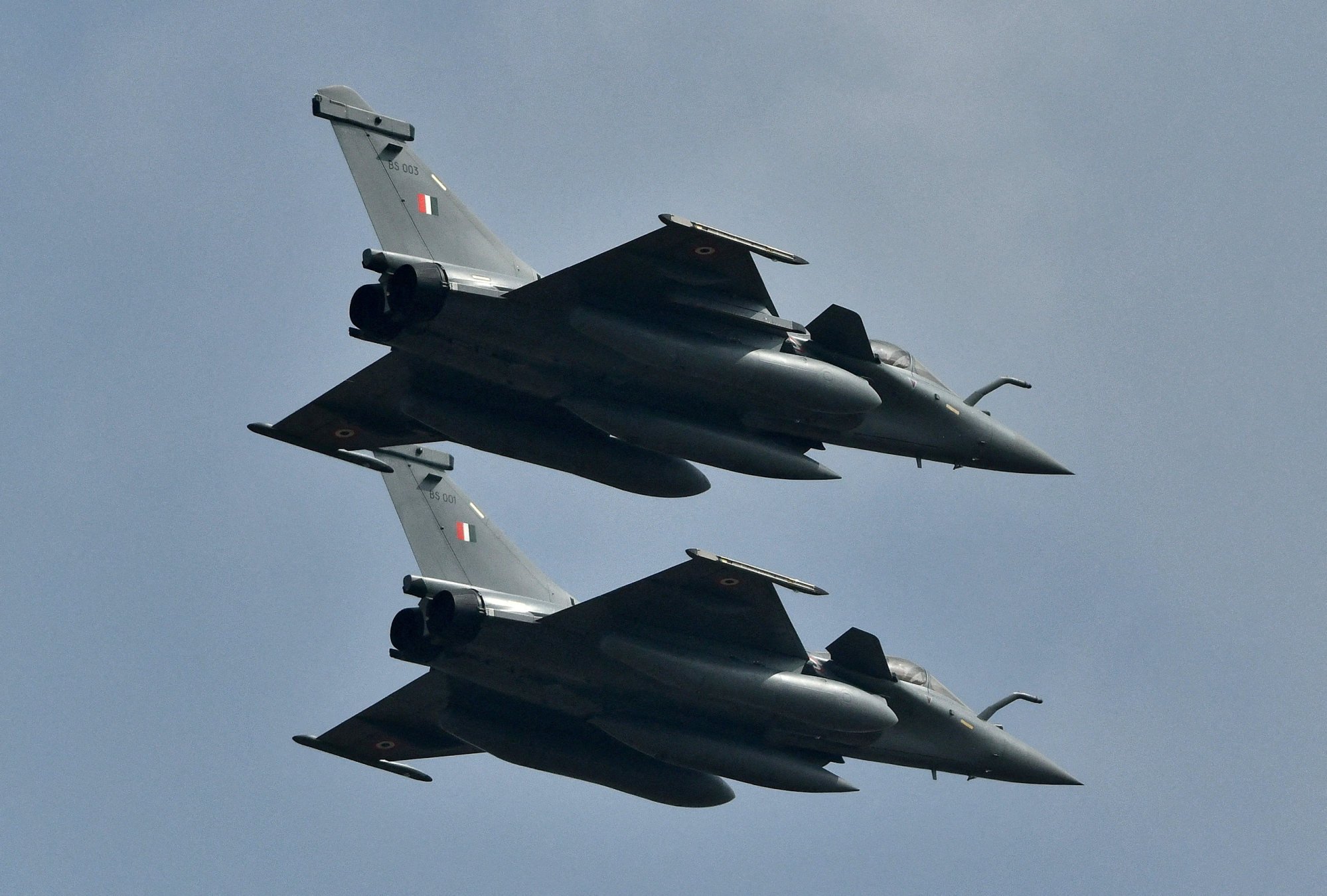 Rafale fighter jets of the Indian Air Force perform a fly past during Aero India 2021. Photo: Reuters Rafale fighter jets of the Indian Air Force perform a fly past during Aero India 2021. Photo: Reuters